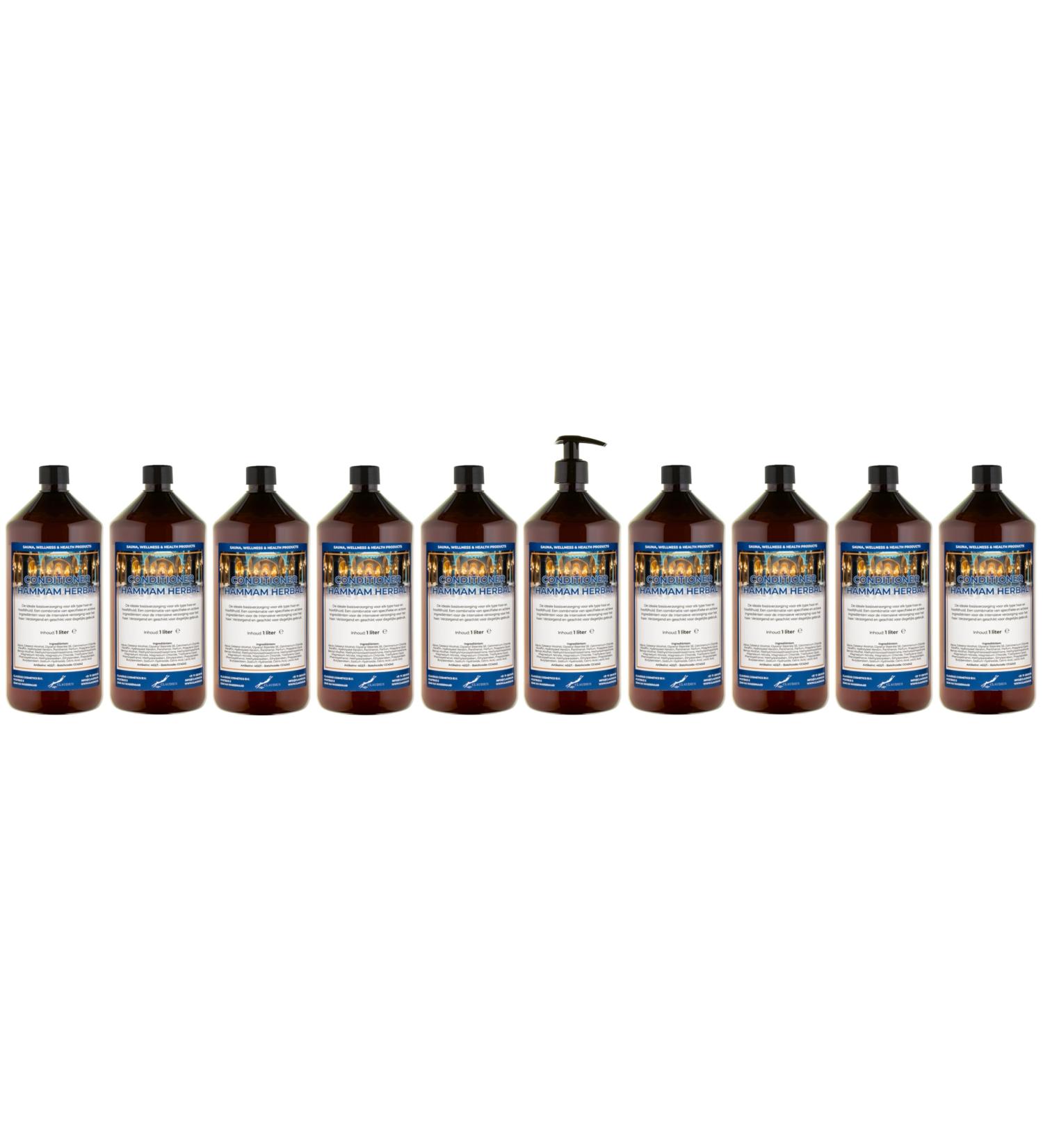 Claudius Pack of 10 Hammam Herbal 1 liter air conditioners with black pump