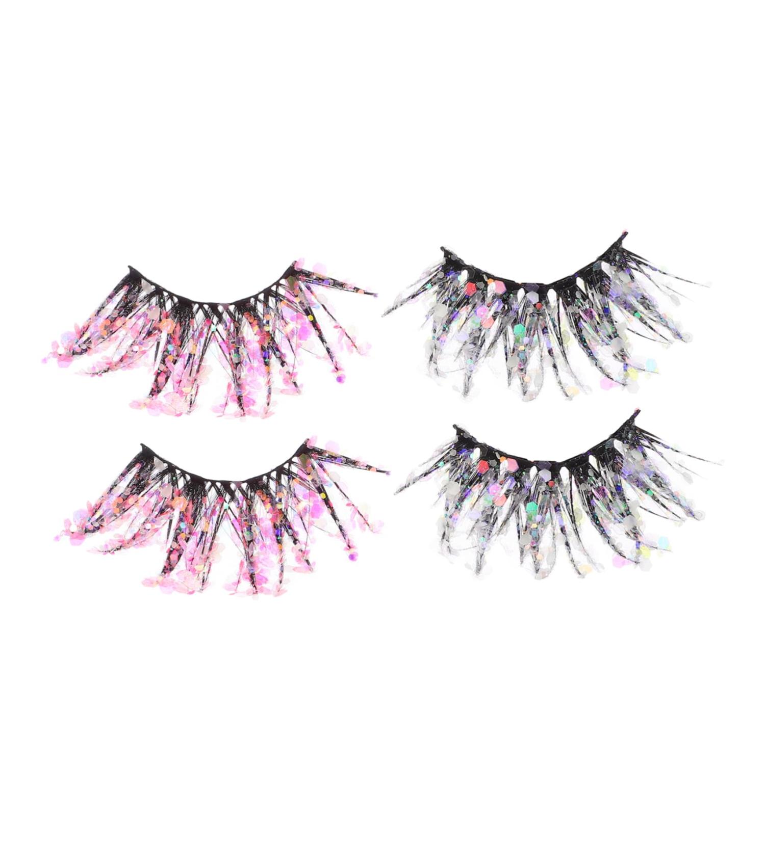POPETPOP 6 Pairs Fake Eyelashes Adhesives False Eyelashes Cosmetic Fake Lashes Glitter Soft Light Fake Lash Handmade Eye Lashes False Lashes Glitter Colored Fluffy 3d Sequins Dense Fiber - Buy Online on GoSupps.com