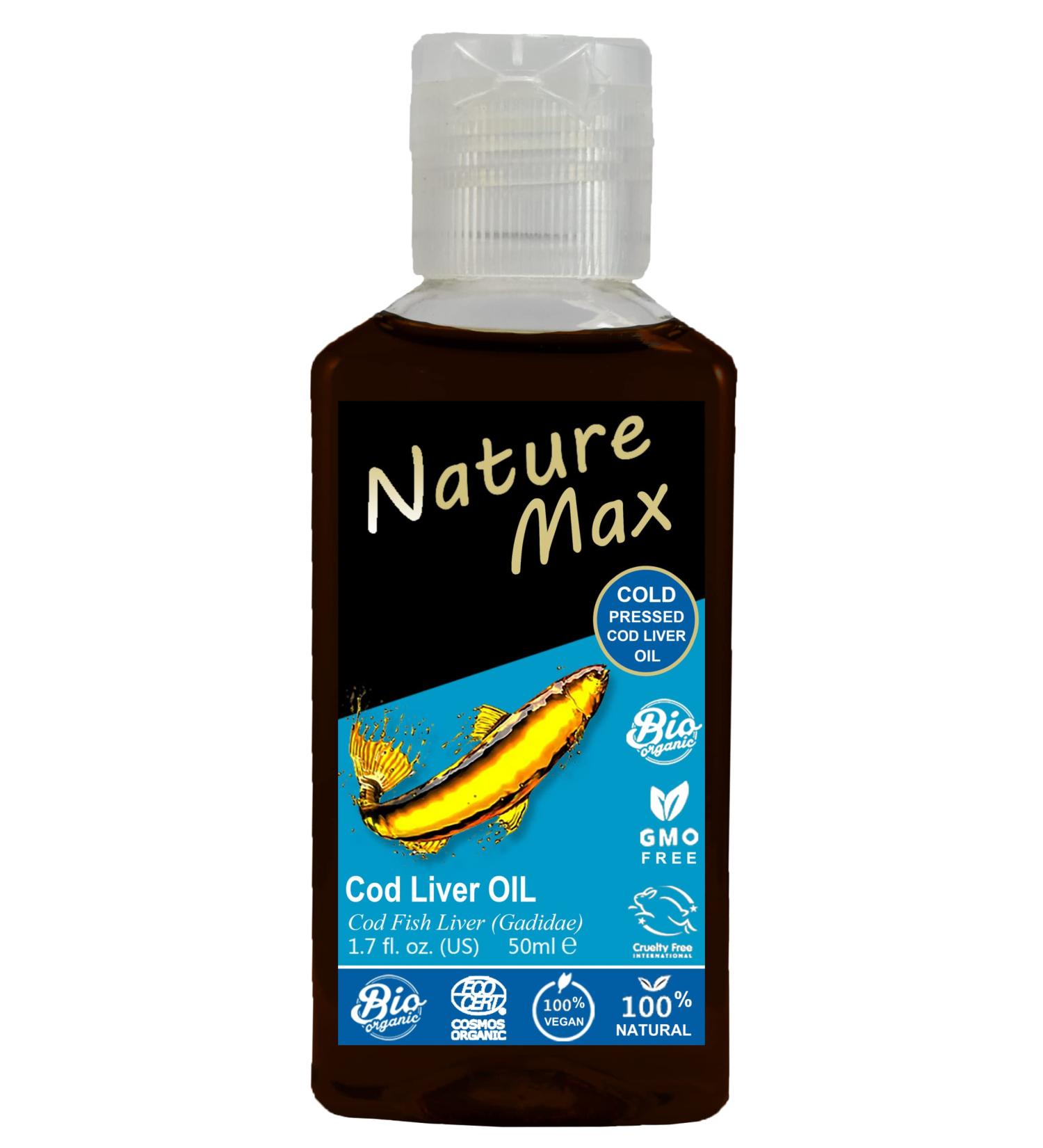 Nature Max Cod Liver Blubber Oil Natural Undiluted Pure For Hair & Skin Care & Food Cold Pressed Premium ( 1Pack 1.70 oz / 50 ml )  - Buy Online on GoSupps.com