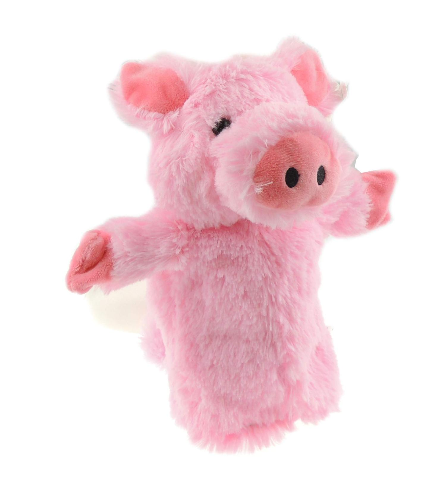 Cute Plush Cuddly Soft Large Kids Childrens Toddlers Boys Girls Role Play Animal Pet Farm Zoo Safari Wildlife Stuffed Toy Interactive Games Hand Puppet Handpuppet 3 4 5 6 7 8 9 10 Year Olds Pink Pig