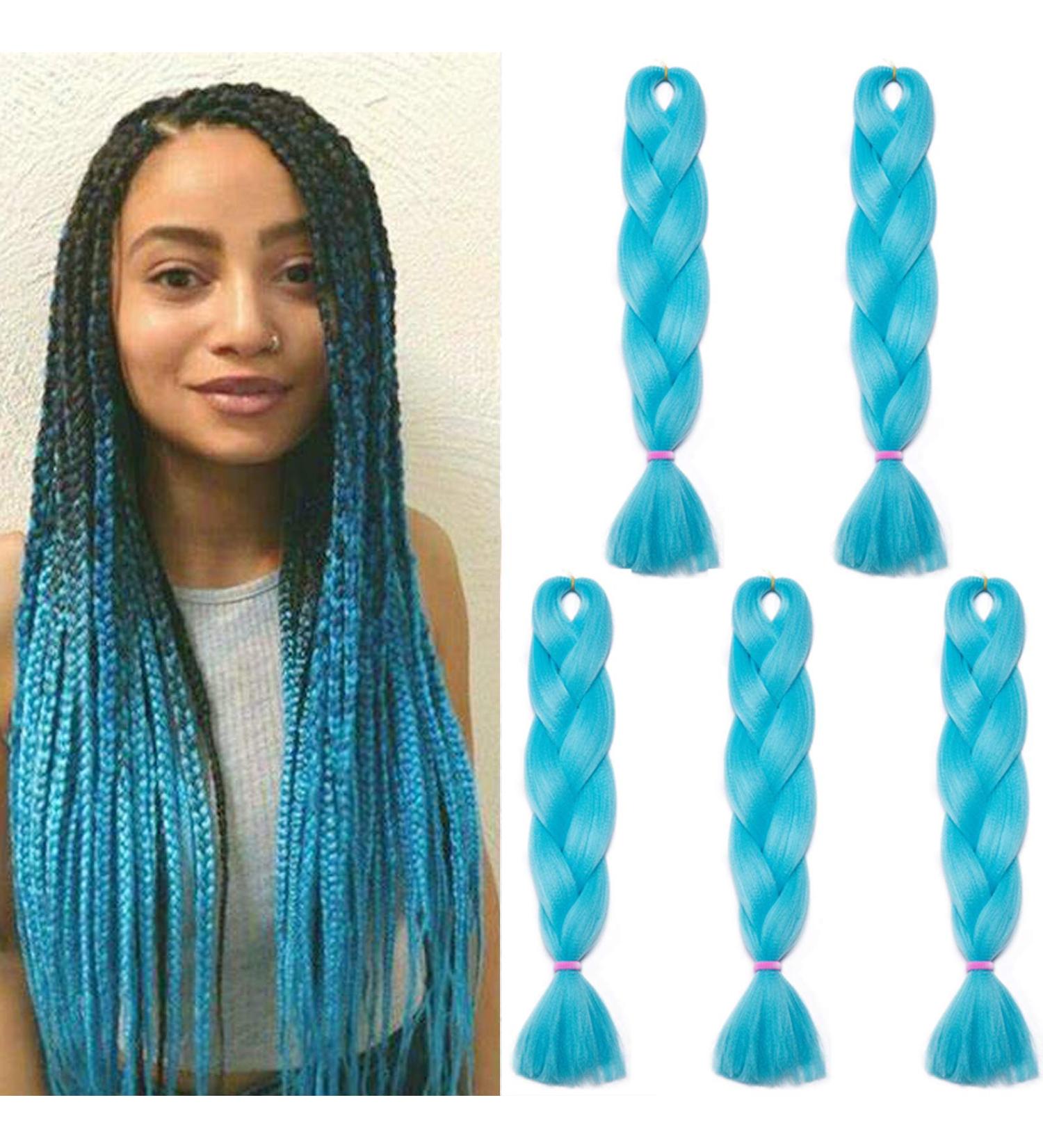 Shop SEGO 5 Packs 24 Crochet Afro Braid Extensions - Sky Blue Synthetic Hair for Stunning Braids - Buy Online on GoSupps.com