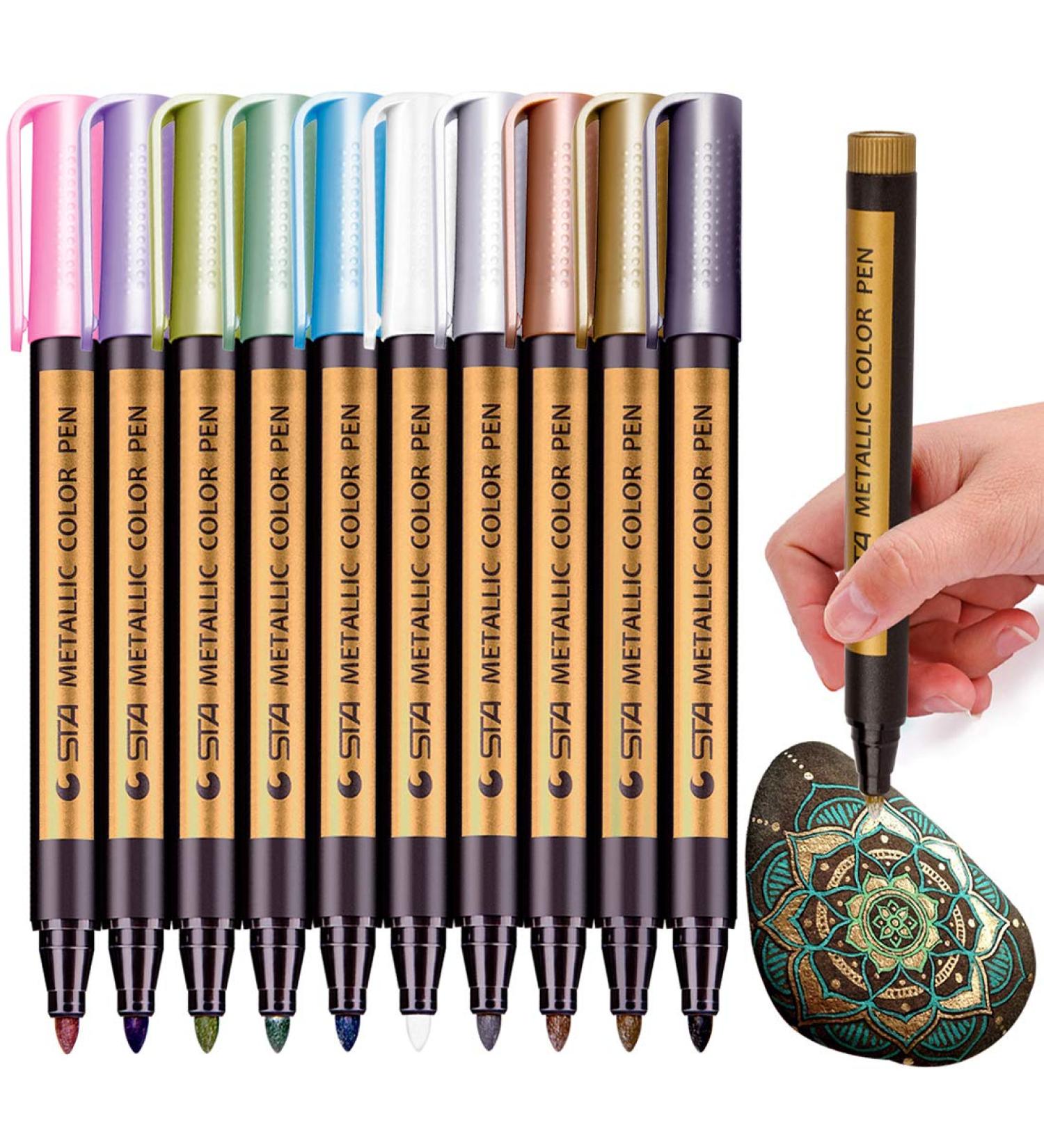 MISULOVE Metallic Marker Pens - Set of 10 Colors for Black Paper, Rock Painting, Crafts, Ceramics - Medium Tip - Buy Online on GoSupps.com