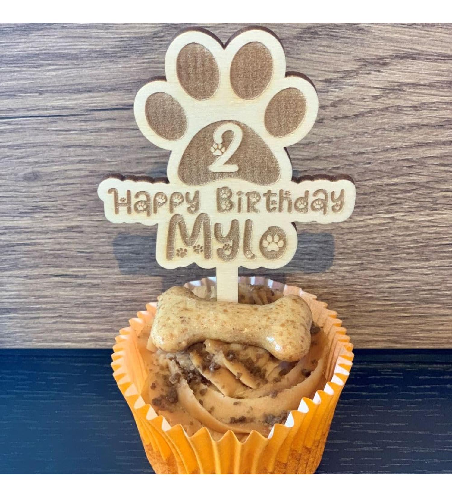 Dog Birthday Cupcake Topper Personalised Cake Topper For Dogs Puppy Party Paw Print Cake Topper Cupcake Decoration Pet Cake Pick 1