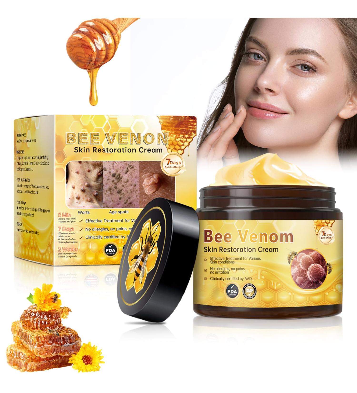 Tpyag Bee Venom Cream Bee Venom Skin Treatment Cream Skin Restoration Deeply Cleanses And Moisturizes Diminish Fine Lines Around Eyes 60g - Buy Online on GoSupps.com