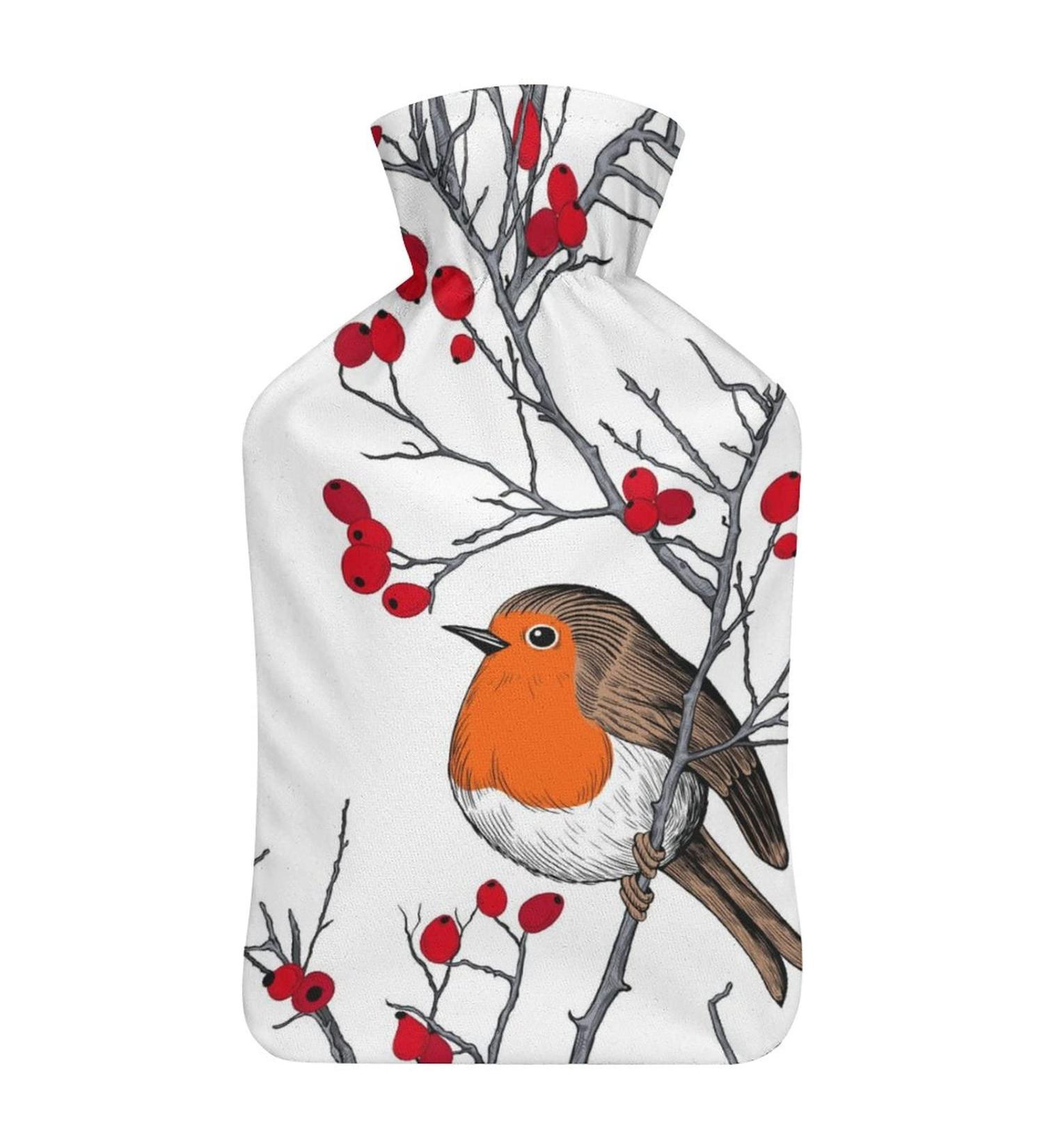 Sparrow Hot Water Bottle with Plush Cover - Cozy Hand Warmer for Adults & Children (26.5x15.3cm) - International Shipping Available - Buy Online on GoSupps.com