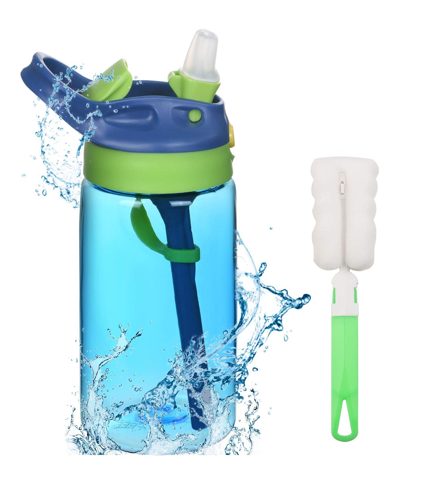 Flintronic 480ML Sippy Cup for Kids | Leak-Proof BPA-Free Toddler Drink Bottle | Shatter-Proof with Brush | Blue - Buy Online on GoSupps.com