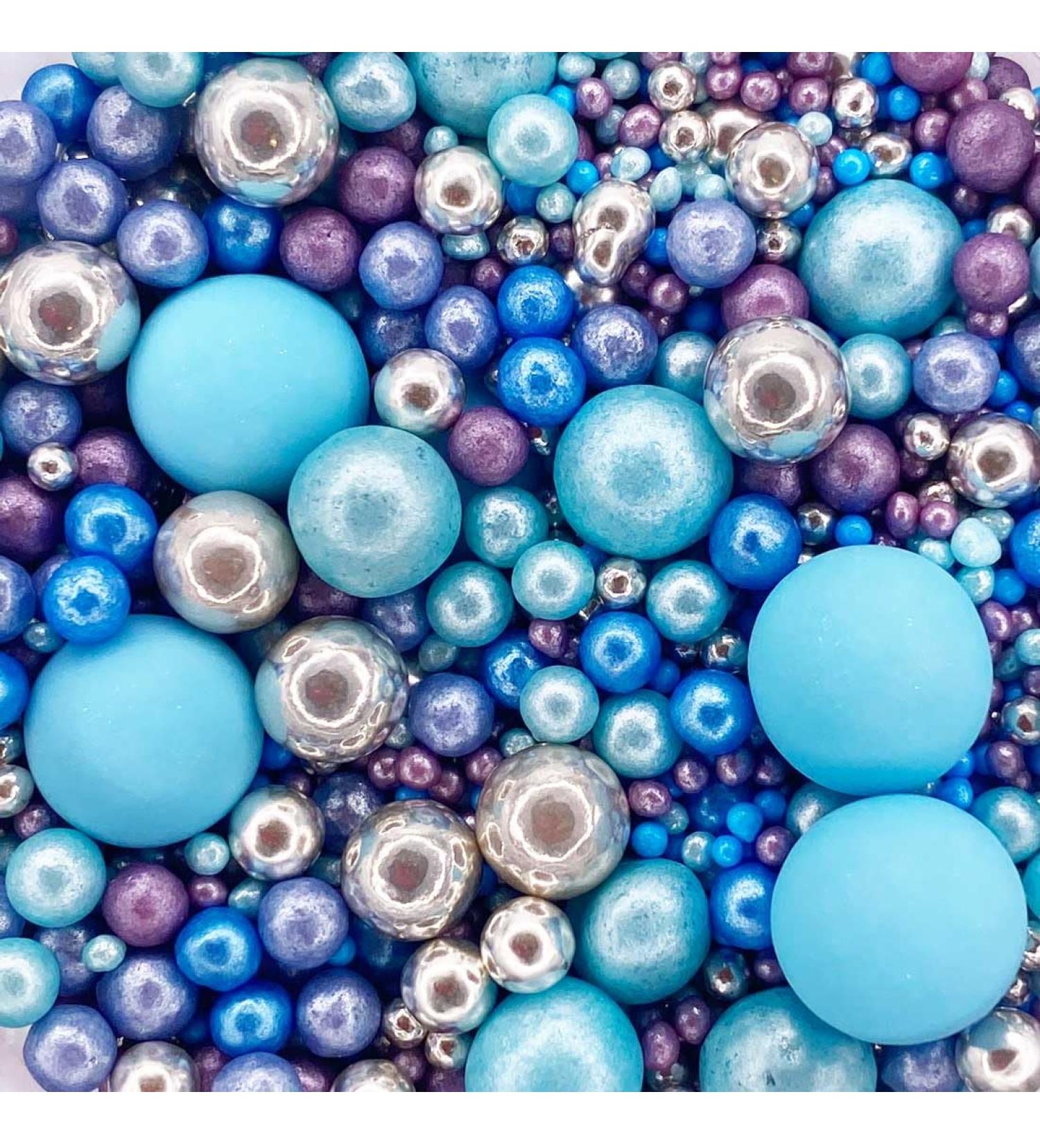 Twist Ingredients - Pearls Mix - Twinkle Mermaid Cake Topper Sprinkles - 1kg Edible Pearl Ball Cupcake Decorations - Metallic Shimmer Purple Blue & Silver Mix - Buy Online on GoSupps.com