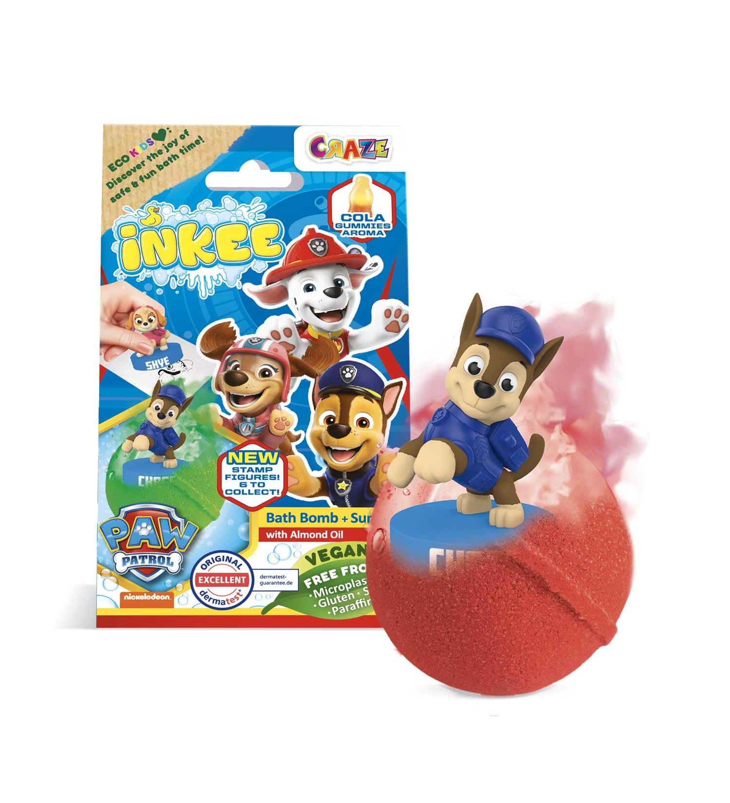 INKEE Surprise Paw Patrol Bath Bomb with Surprise 80g with Paw Patrol Stamp Cola Gum Scent Foam Effect - Buy Online on GoSupps.com