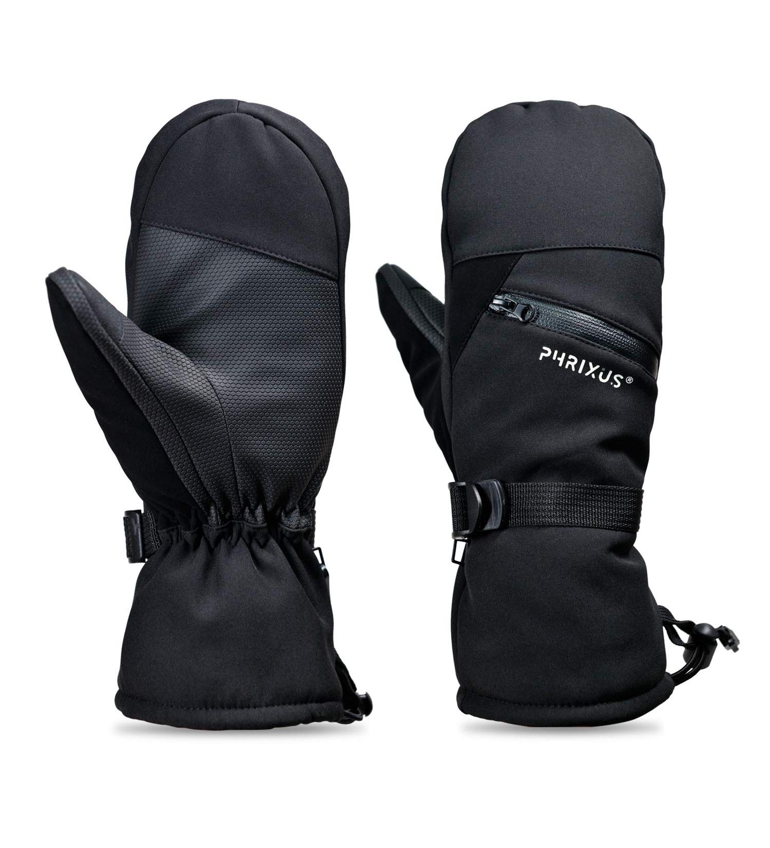 PHRIXUS Ski Mittens - Waterproof Winter Gloves with Touch Screen, Warm 3M Thinsulate, for Men & Women - Cold Weather Snowboard Snowmobile Mitts (Black, Medium) - Buy Online on GoSupps.com