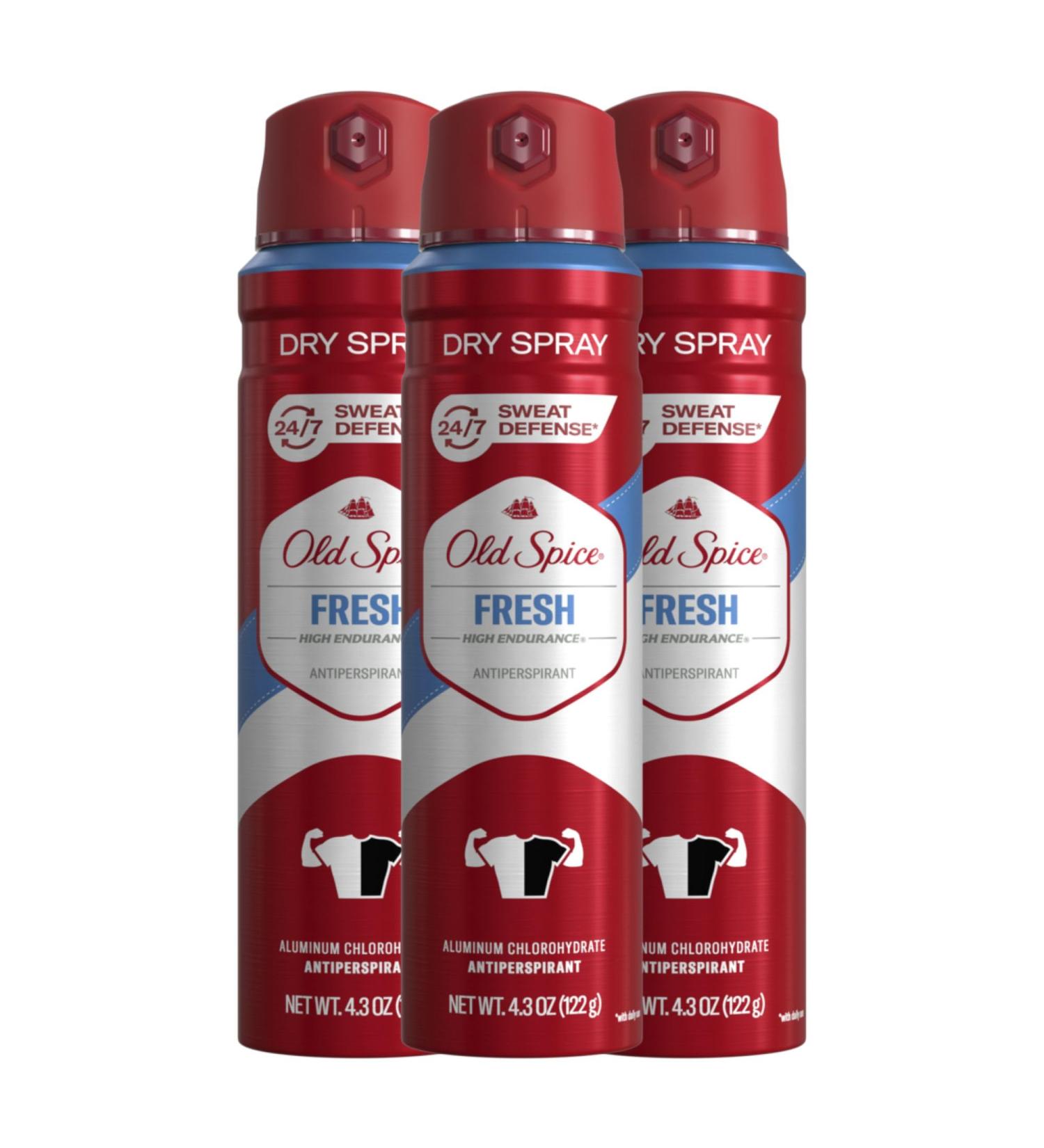 Old Spice High Endurance Anti-Perspirant & Deodorant Spray for Men - Fresh Scent (Pack of 3) | 4.3 oz | International Shipping Available - Buy Online on GoSupps.com