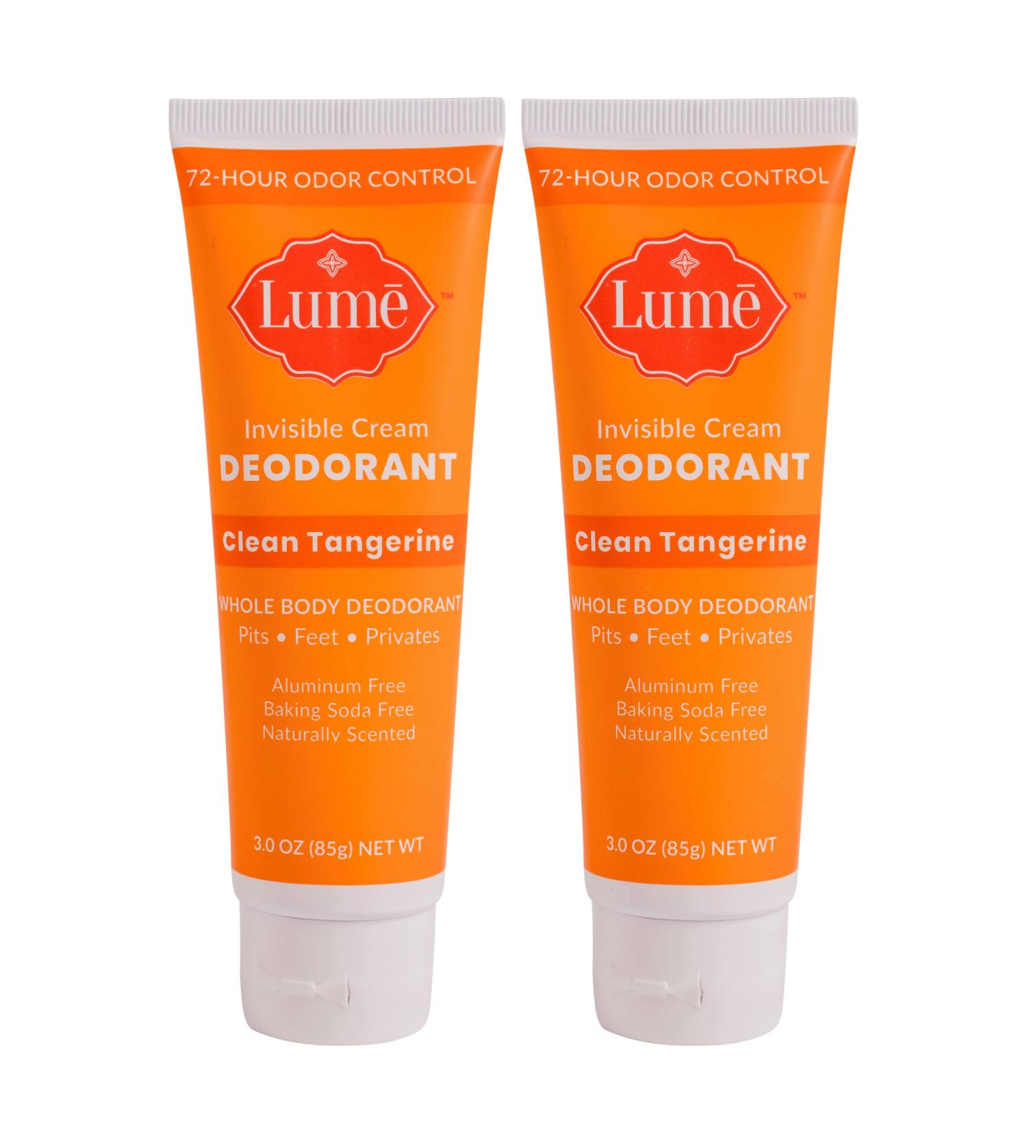 Lume Natural Deodorant - Clean Tangerine, Aluminum-Free, Hypoallergenic, 3oz Tube (2-Pack) - Safe for Sensitive Skin - Buy Online on GoSupps.com