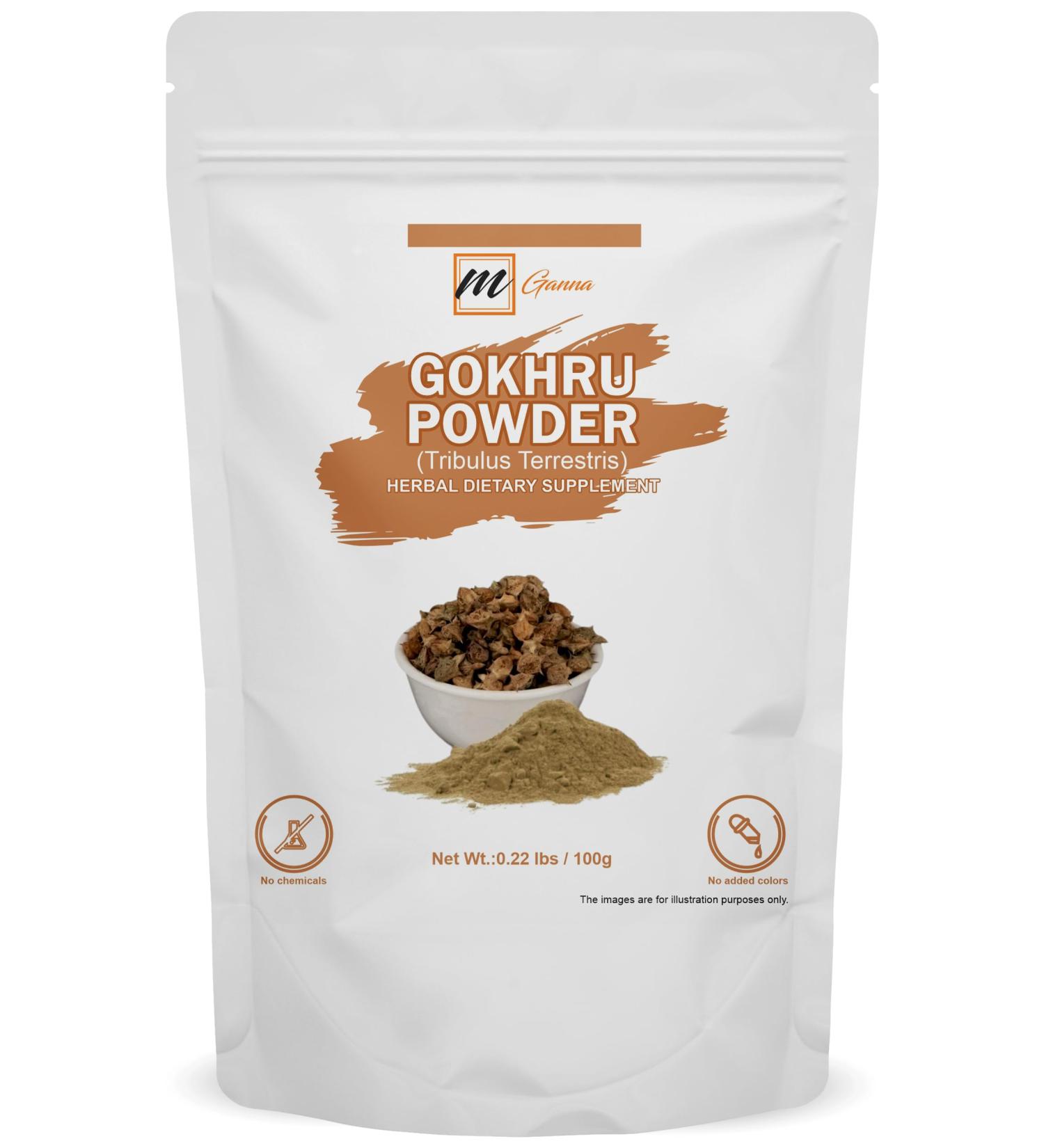 mGanna 100% Natural Gokhru/Tribulus Terrestris Powder for Skin and Health Care 0.22 LBS / 100 GMS - Buy Online on GoSupps.com