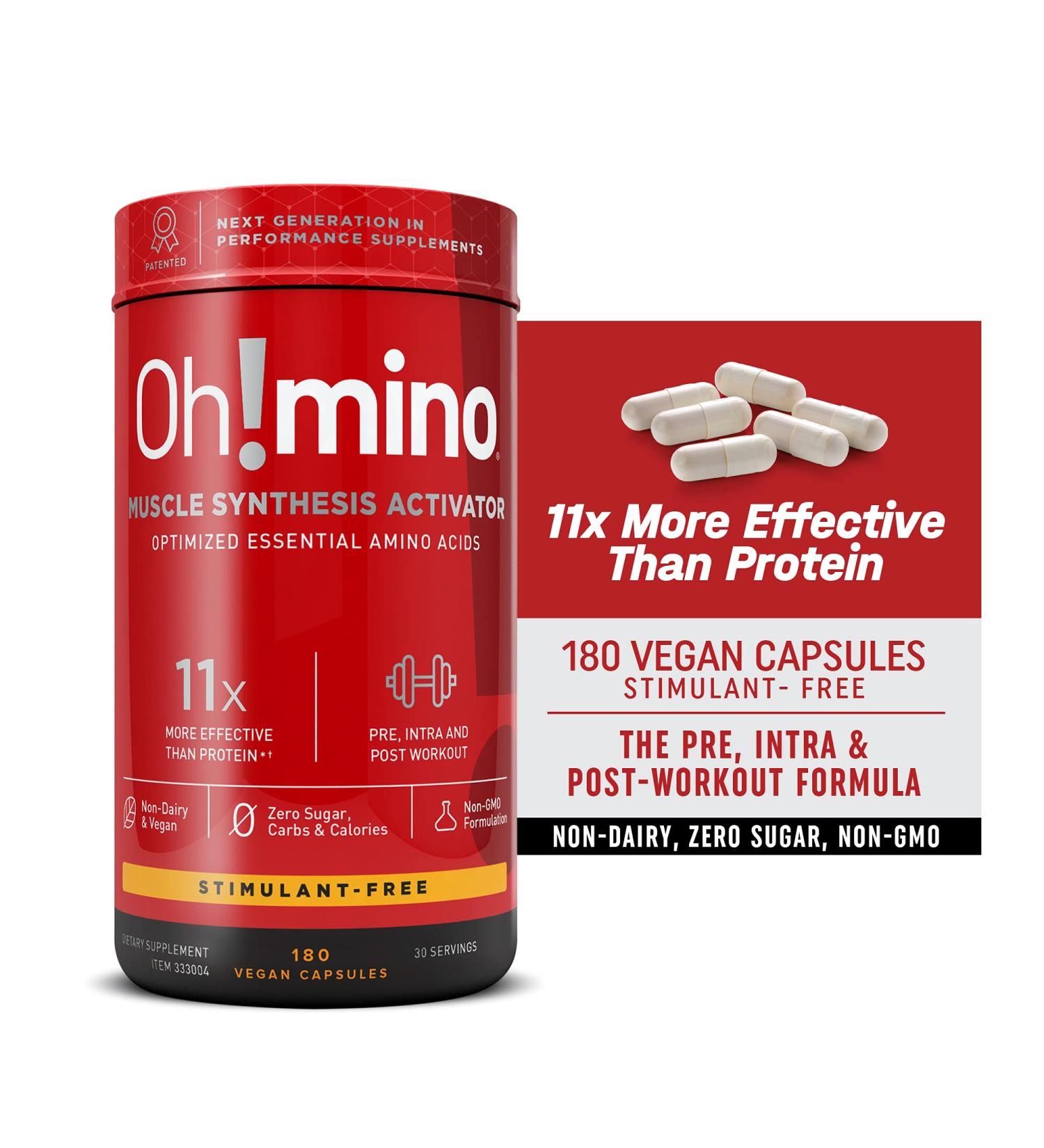 Oh!mino Muscle Synthesis Activator 180 Electrolyte Capsules | Stimulant-Free Amino Acids Pre & Post Workout Supplements by Oh! Nutrition - Buy Online on GoSupps.com