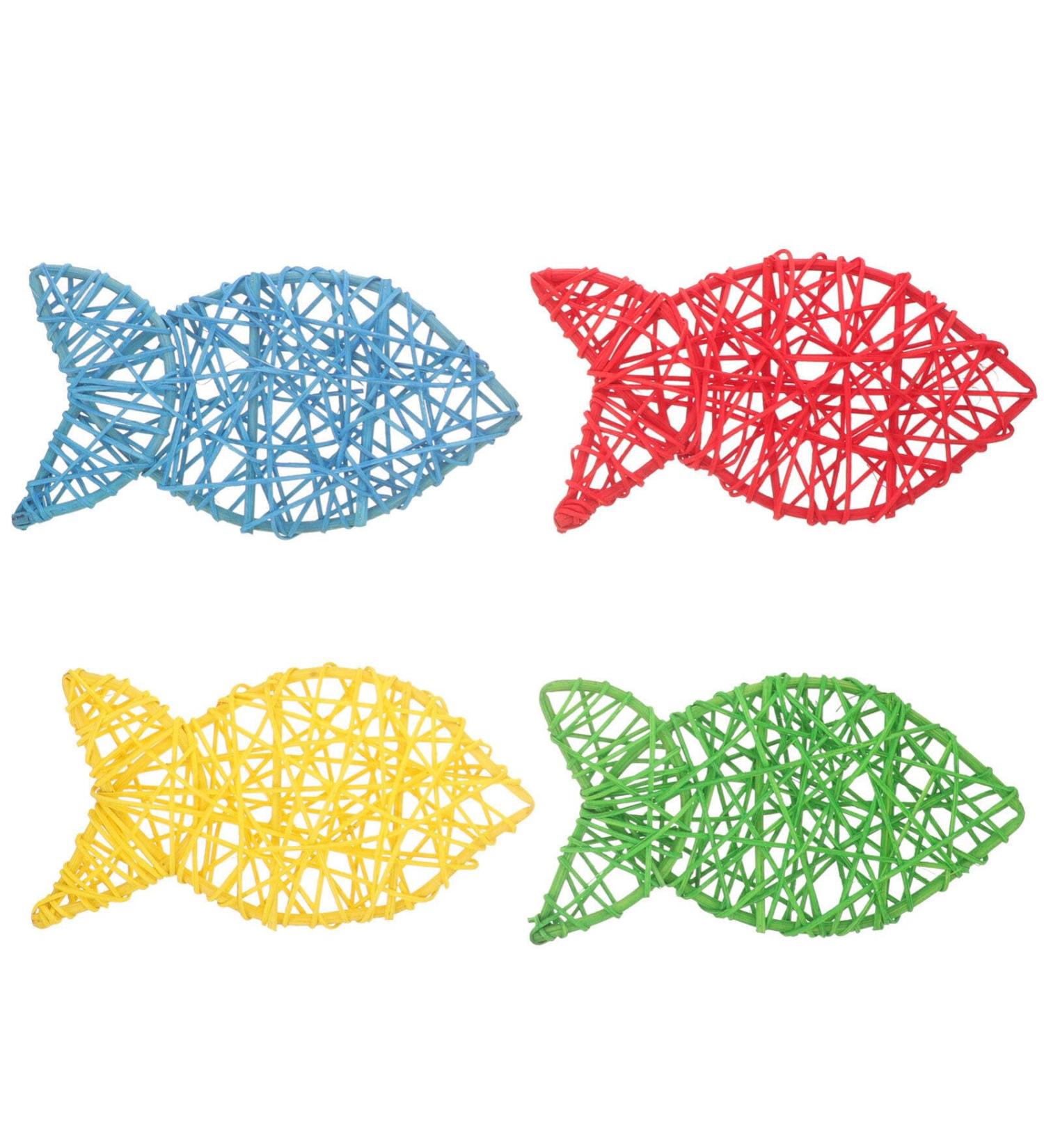 Alipis 4-Piece Colorful Rattan Fish Balls - 18cm Decorative Woven Balls for Birds & DIY Projects | International Shipping - Buy Online on GoSupps.com