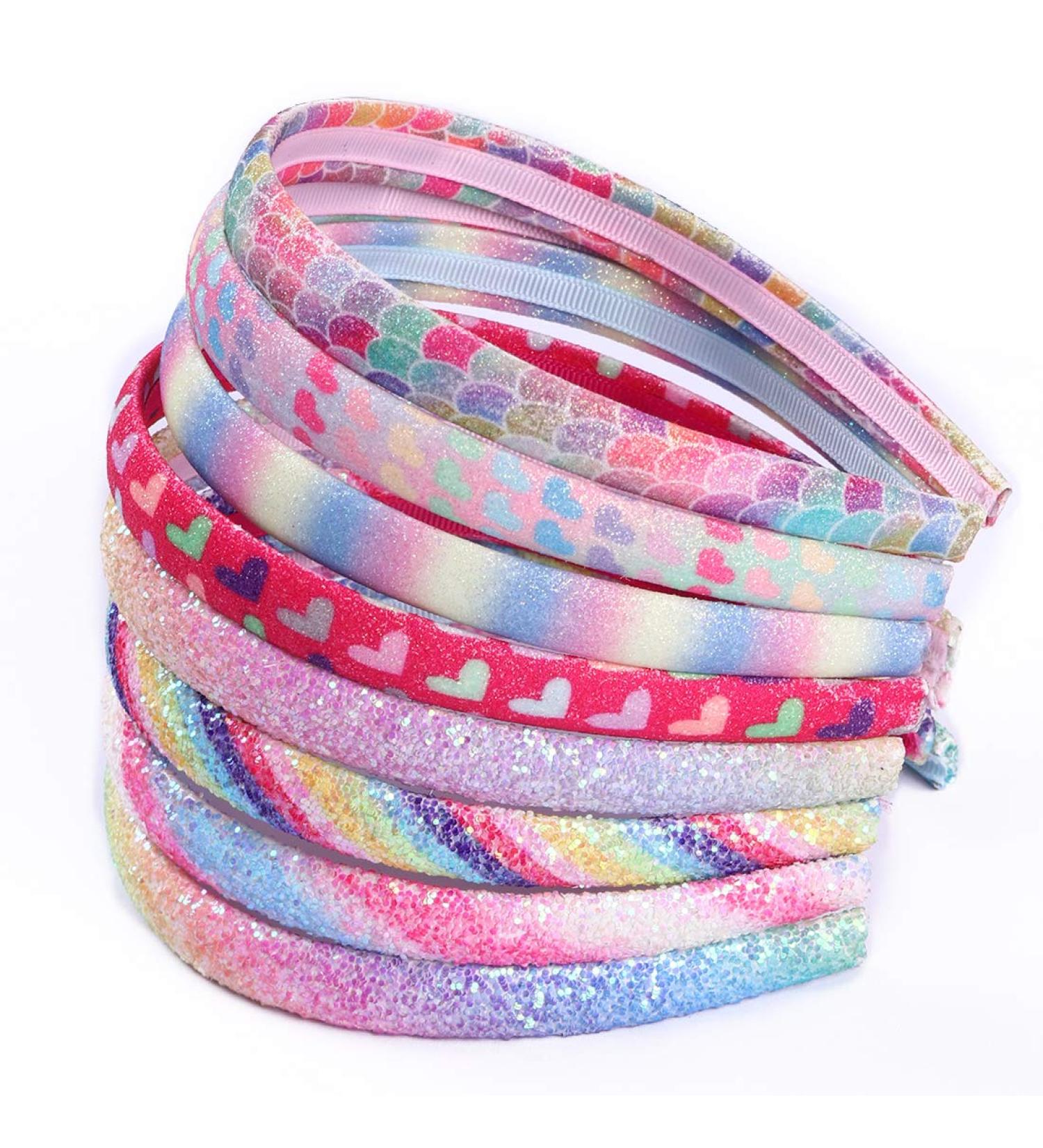 Girls Rainbow Headbands - 8 Pcs Sequin Heart Mermaid Hairbands Set - Buy Online on GoSupps.com