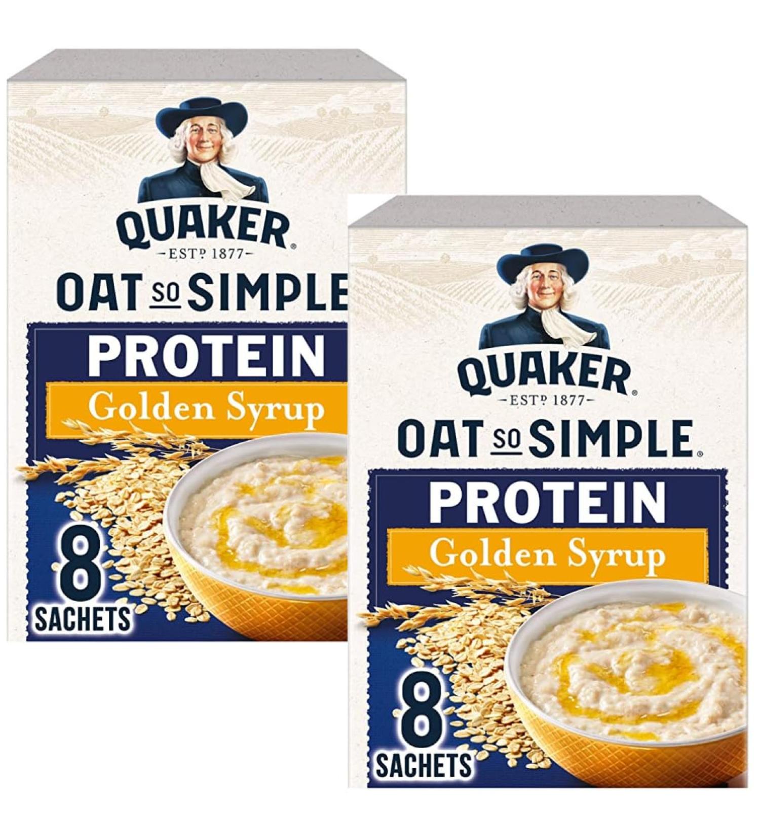 Porridge Bundle With Quaker Oat So Simple Protein Golden Syrup Sachets 344g (2 Pack)