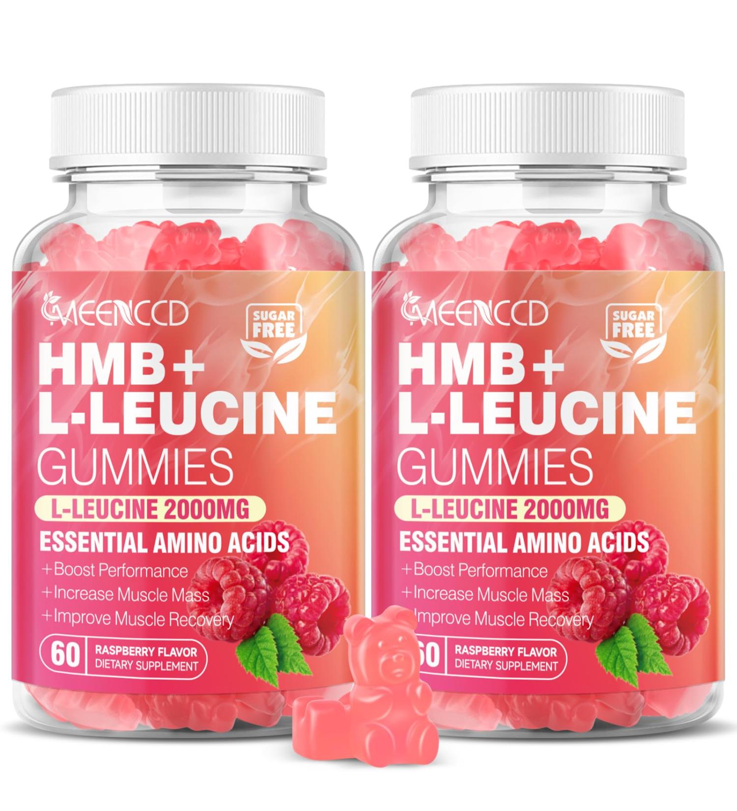 2 Pack HMB and L-Leucine Gummies HMB and Leucine Amino Acid for Muscle Growth Muscle Mass Muscle Relief and Fast Workout Recovery for Men & Women Sugar-Free Raspberry Flavor 120 Count 60 Count (Pack of 2) - Buy Online on GoSupps.com