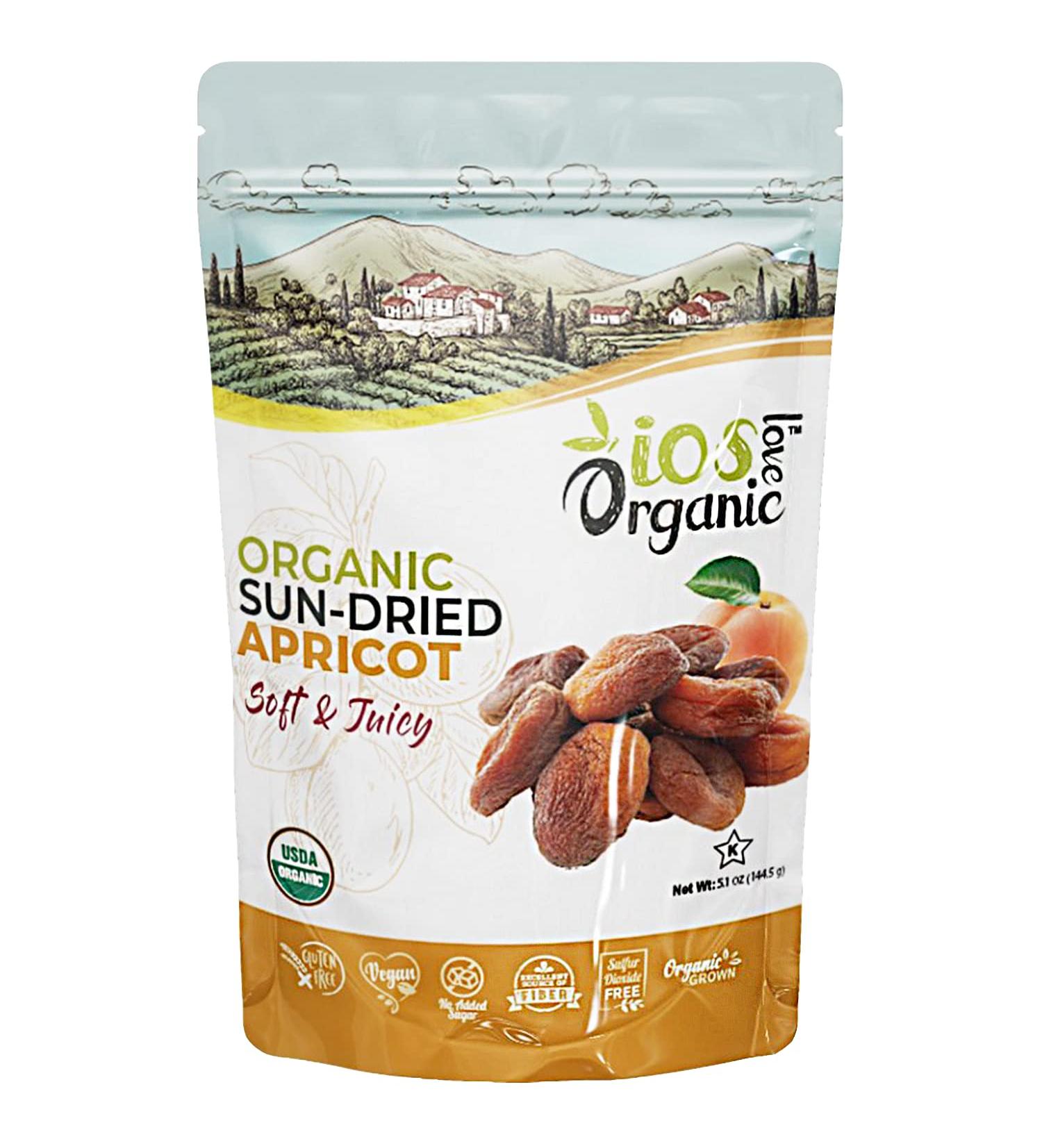 ORGANIC Sun-Dried Apricot - IOS Love Organic- | Purely Apricot - USDA Certified Organic Apricot  NO Added Sugars  Sulfurs or Preservatives | NON-GMO  VEGAN  & KOSHER - Buy Online on GoSupps.com