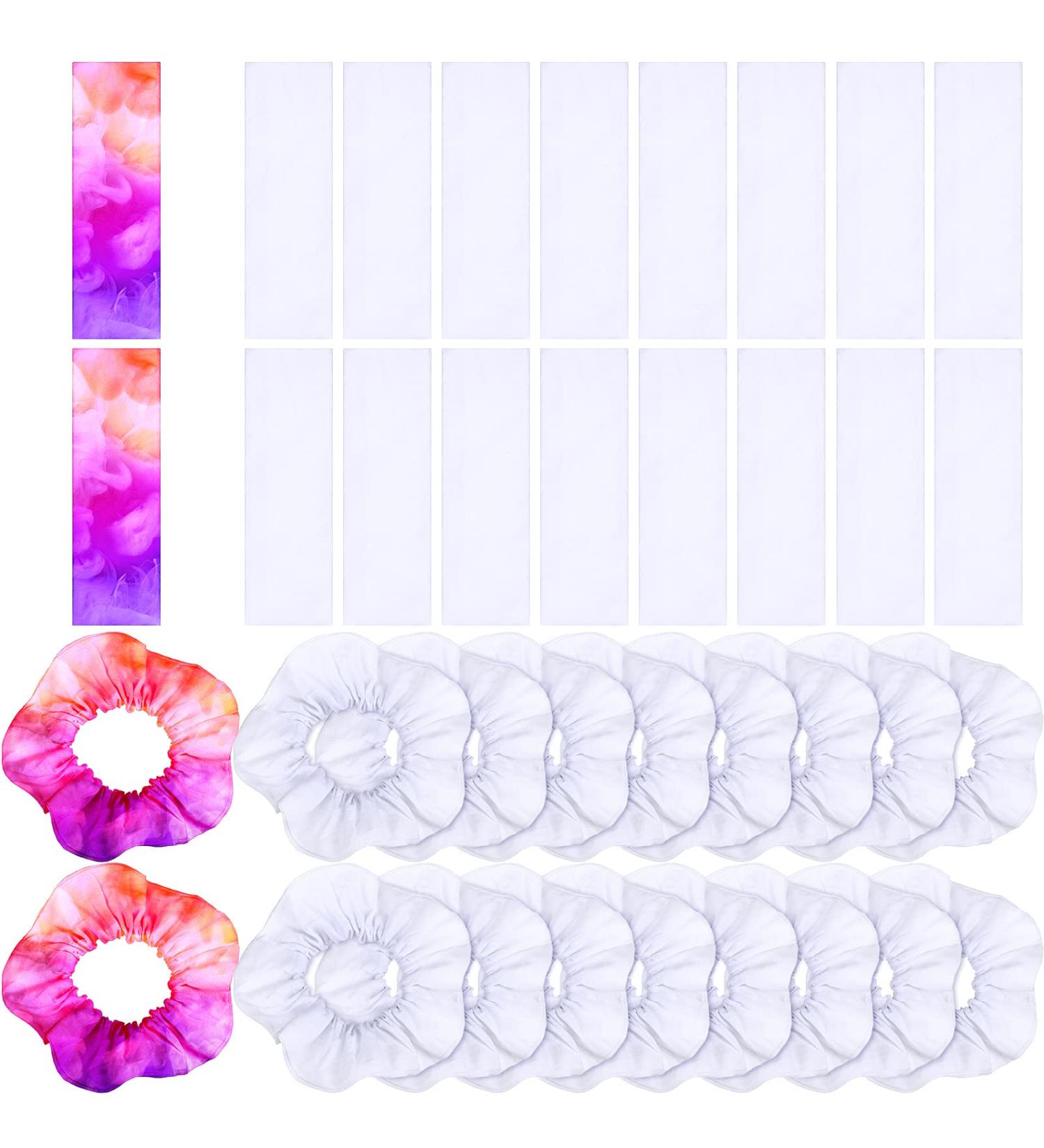 36 Pieces Tie Dye White Scrunchies and Headband Set - Elastic Hair Ties & Headbands for Women and Girls - Buy Online on GoSupps.com
