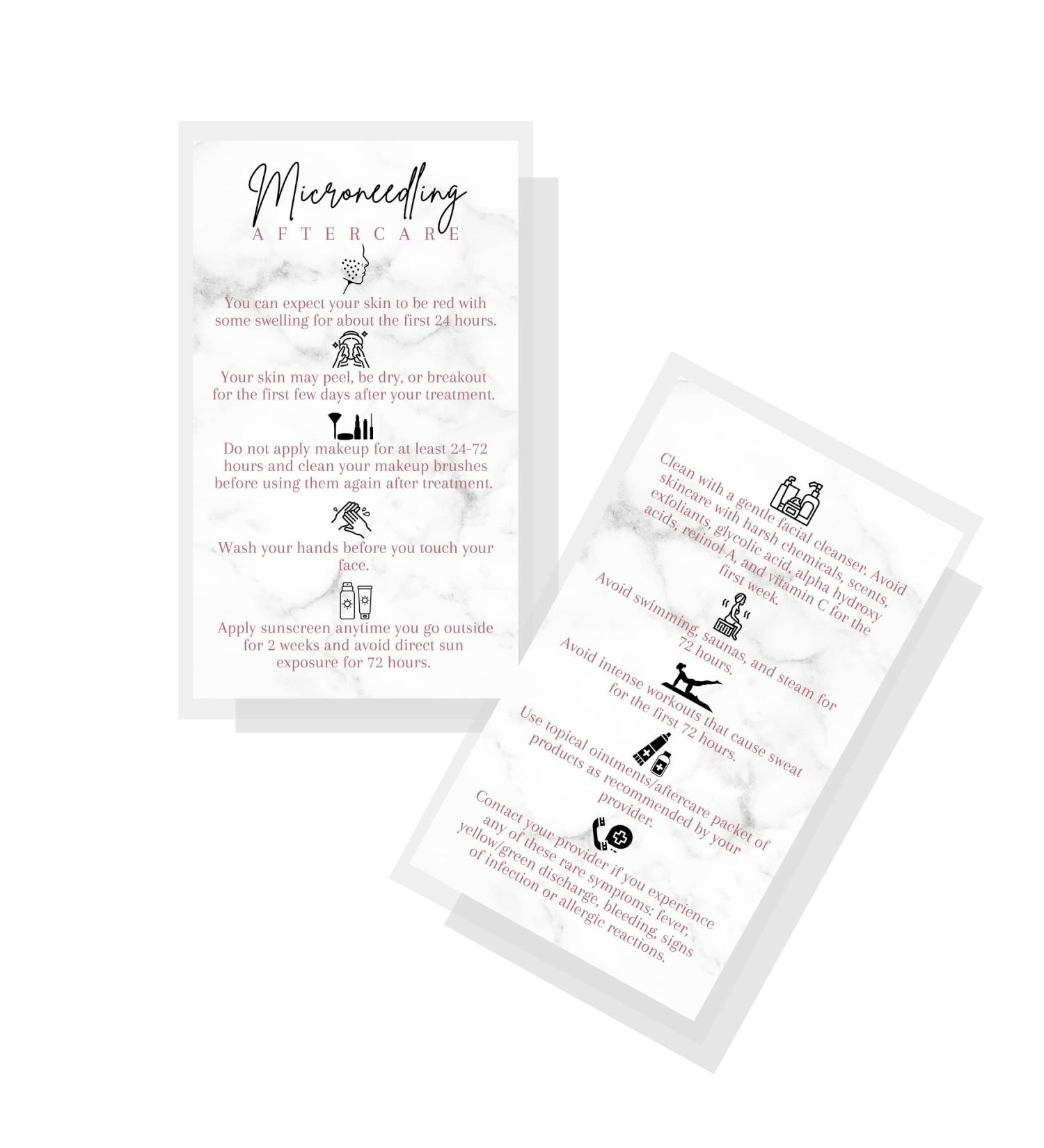 Microneedling Aftercare Cards - 50 Pieces | Anti-Aging Wrinkle Reduction | 5.1 x 8.9 cm | Marble Design | Skin Rejuvenation - Buy Online on GoSupps.com