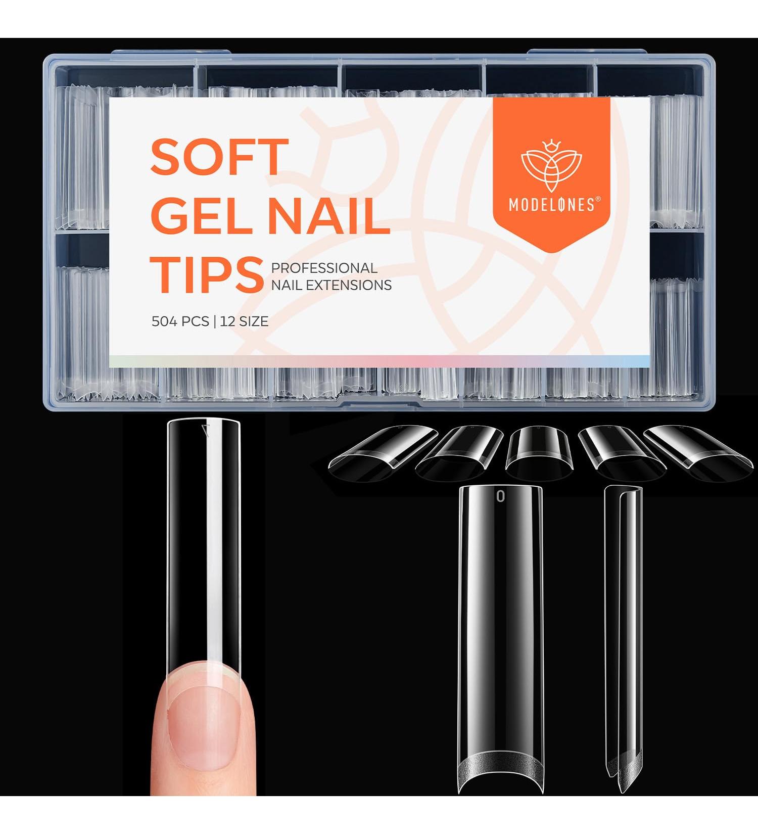 Modelones Square Nail Tips - 504 Pcs XXL Extra Long Straight Acrylic Fake Nails Half Cover Clear Gel 12 Sizes Perfect for Nail Art - Buy Online on GoSupps.com