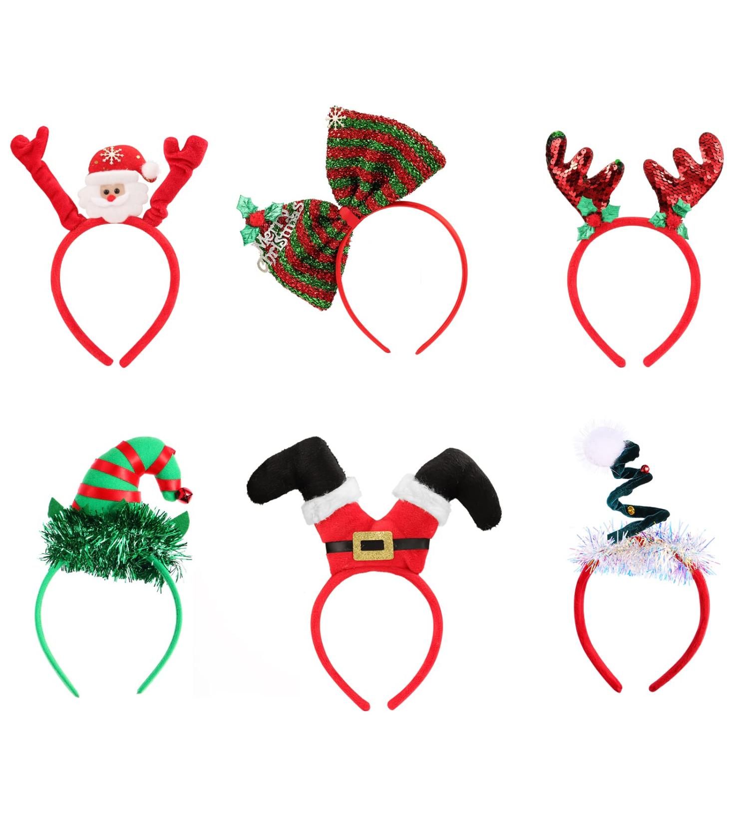 Frcolor 6 Pack Christmas Hair Ties - Santa & Reindeer Headgear for Holiday Parties & Photos - Buy Online on GoSupps.com