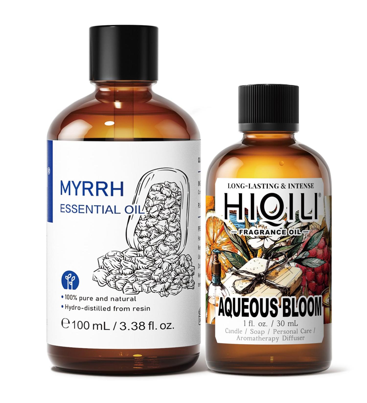 HIQILI 100ML Myrrh Essential Oil & 30ML Aqueous Bloom Fragrance Oil for DIY Diffuser - Buy Online on GoSupps.com