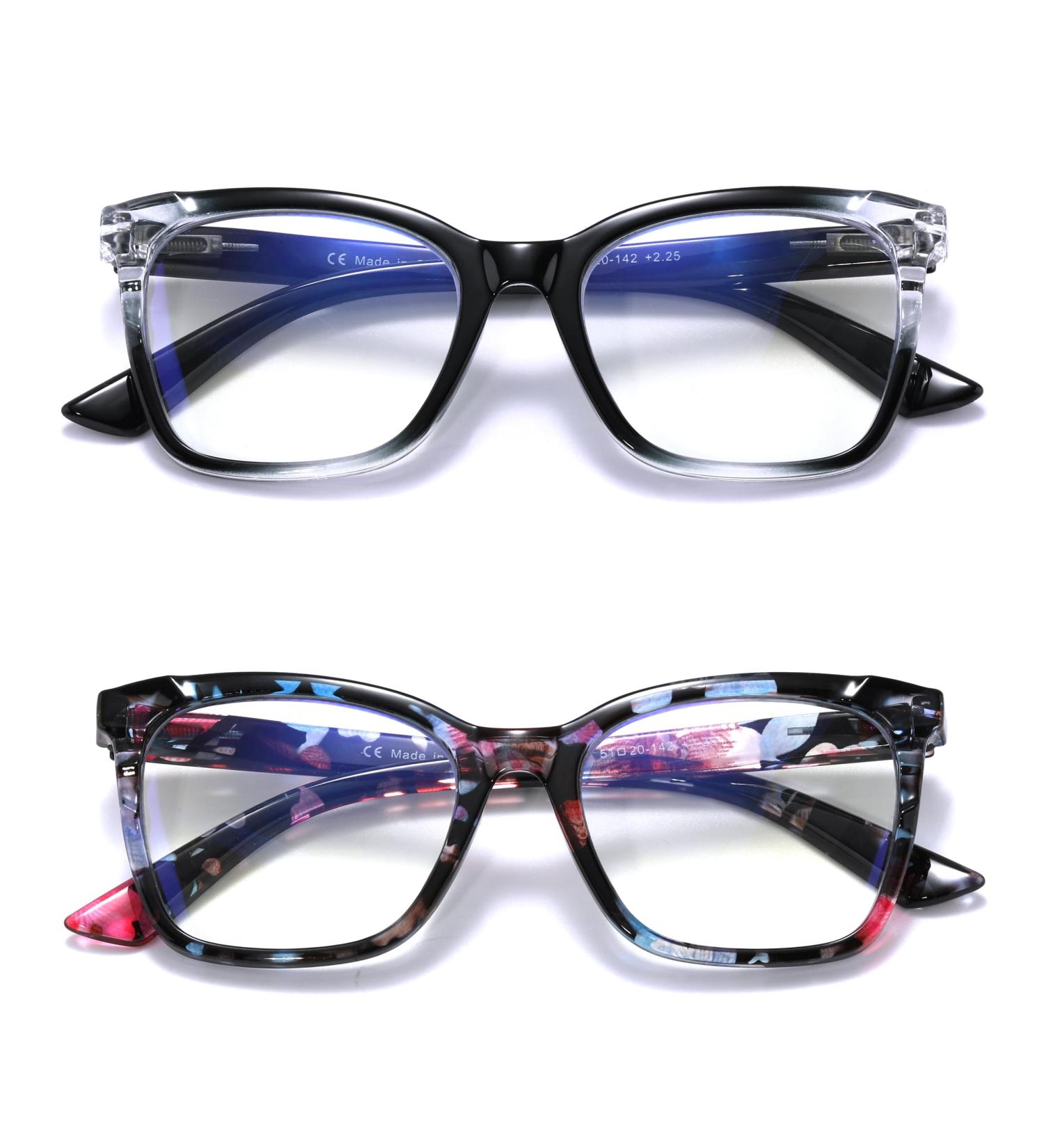 Areyeth Oversized Square Reading Glasses for Women - Blue Light Blocking Flexible Spring Hinge Multicolor & Black (1.0) - International Shipping Available - Buy Online on GoSupps.com