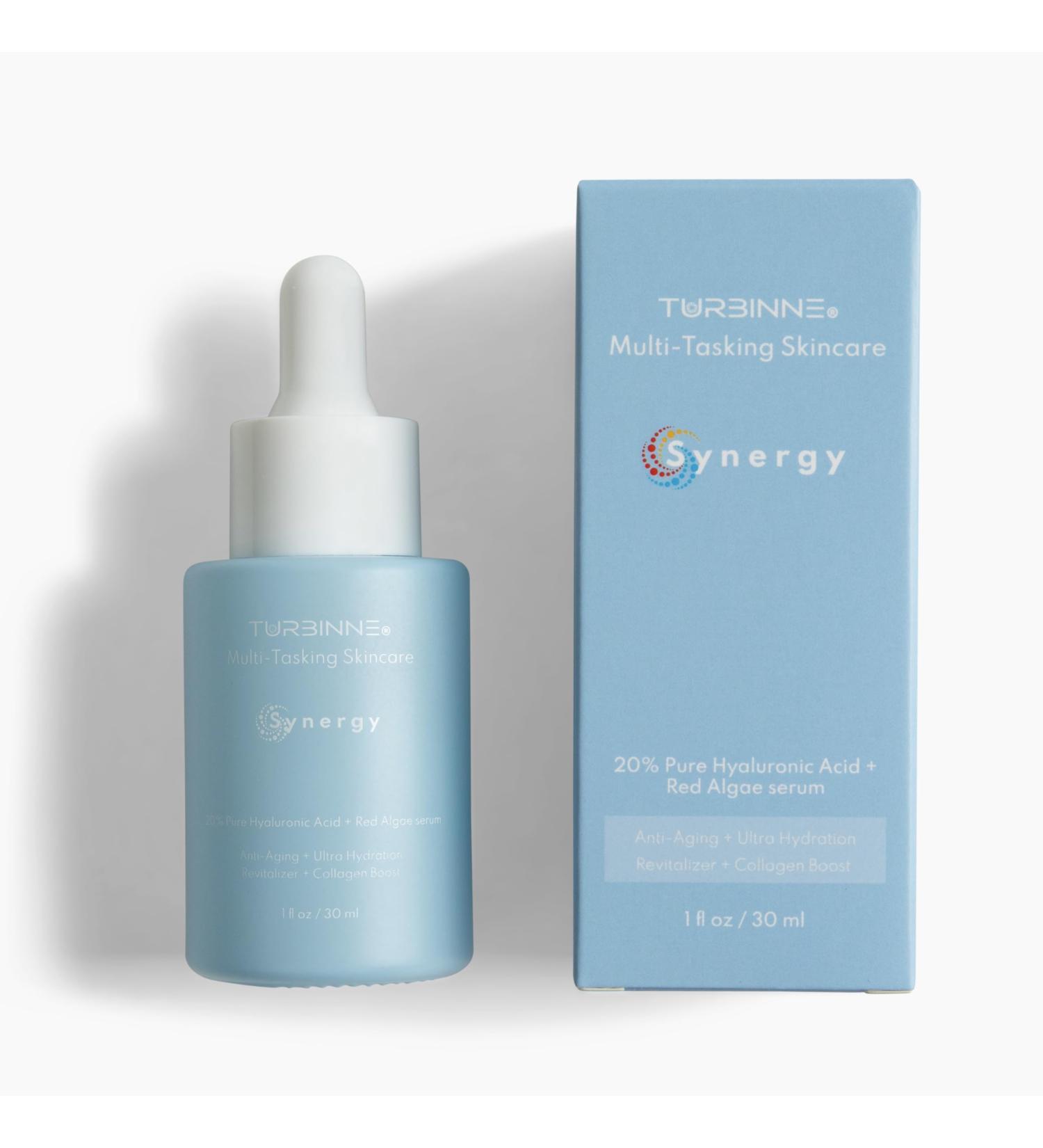 Turbinne Synergy Multi-Tasking 20% Pure Hyaluronic Acid (20 000 ppm)+ Red Algae Serum - Best For Collagen Boost Deep Hydration Revitalizing and Anti-Aging. 30 mL / 1 fl. Oz (Pack of 1) 1 Fl Oz (Pack of 1)