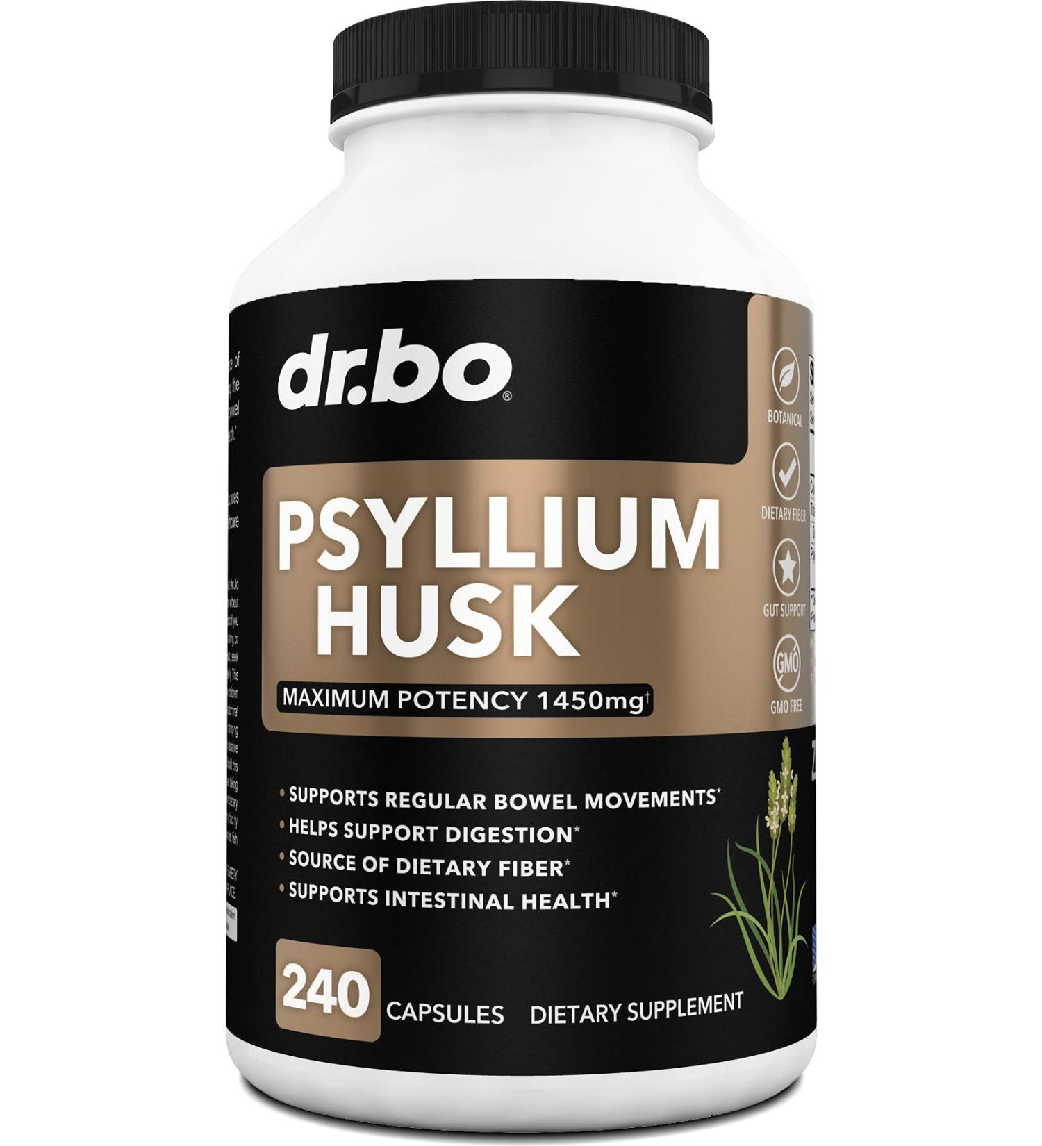 Psyllium Husk Capsules - Natural Fiber Supplement for Constipation Relief & Digestive Health - Daily Nutritional Support for Adults - Buy Online on GoSupps.com