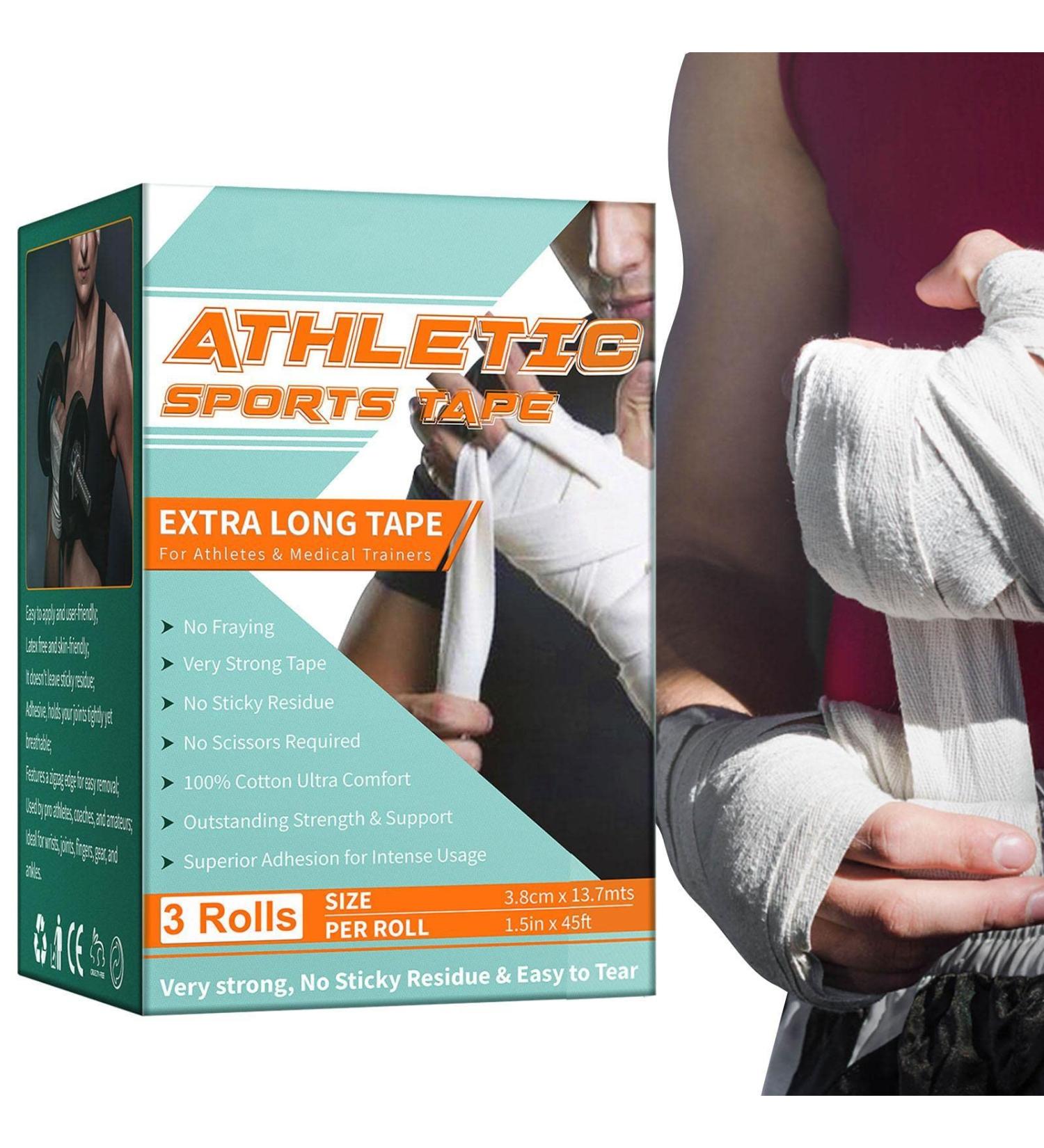 Athletic Sports Tape Cotton Elastic Kinesiology Therapeutic Athletic Tape 1.5inchx45ft Cotton Elastic Athletic Tape Latex Water Resistant Blister Prevention Tape Fovolat - Buy Online on GoSupps.com