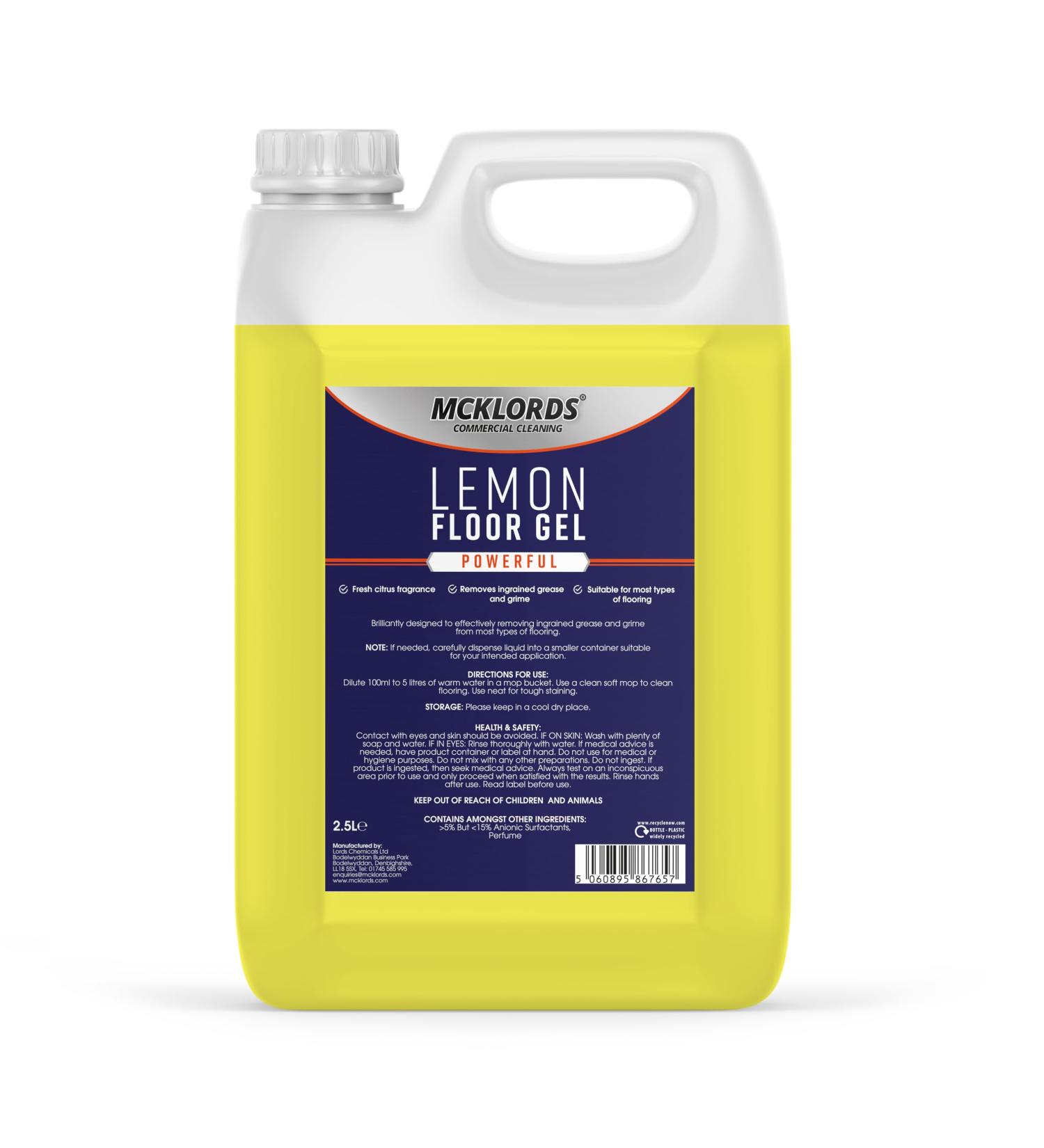 McKLords Commercial Lemon Floor Gel 2.5L - Professional Grade Cleaning Solution - Buy Online on GoSupps.com