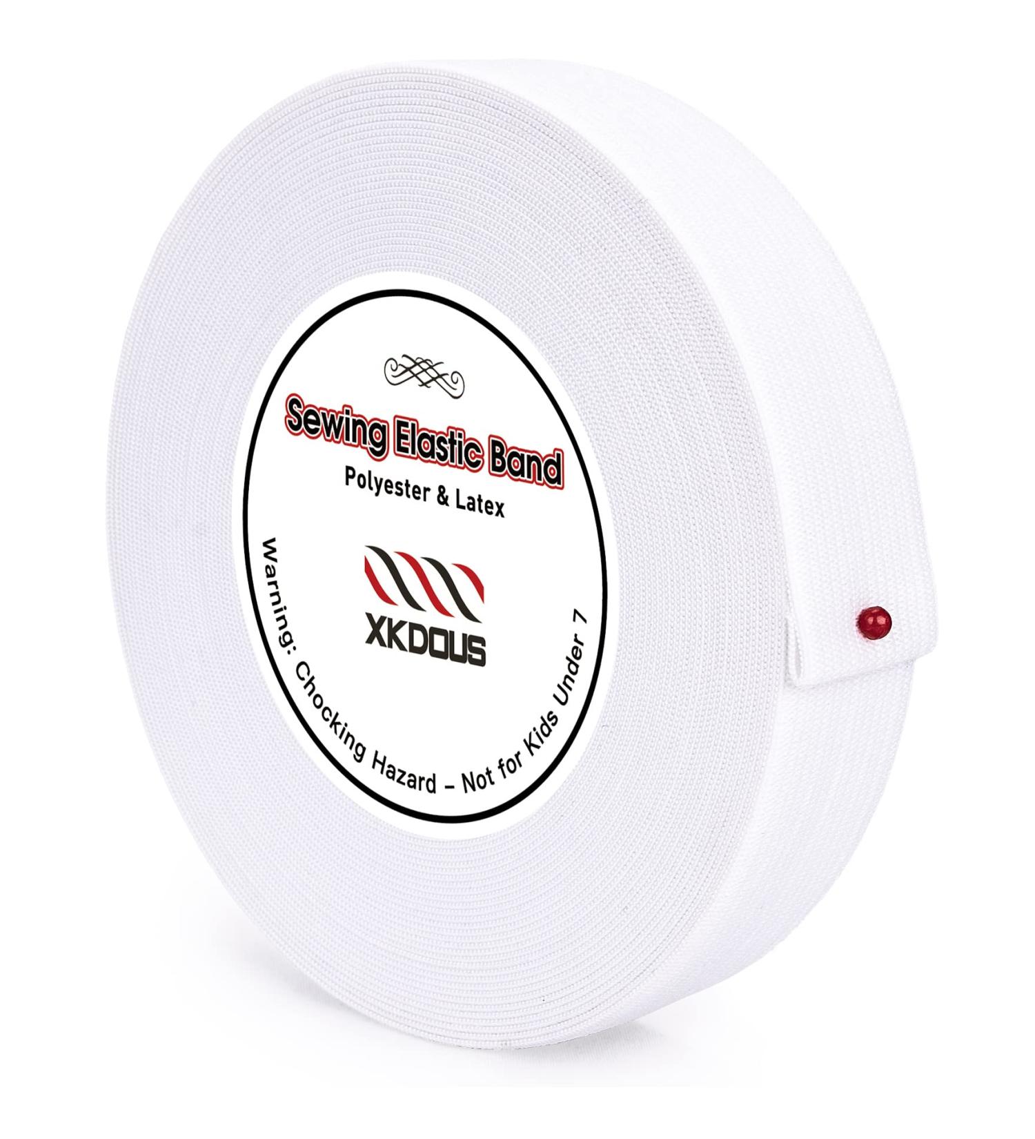 XKDOUS 1 Inch White Knit Elastic Band - 14 Yards | High Elasticity for Sewing Waistband & Pants - Buy Online on GoSupps.com