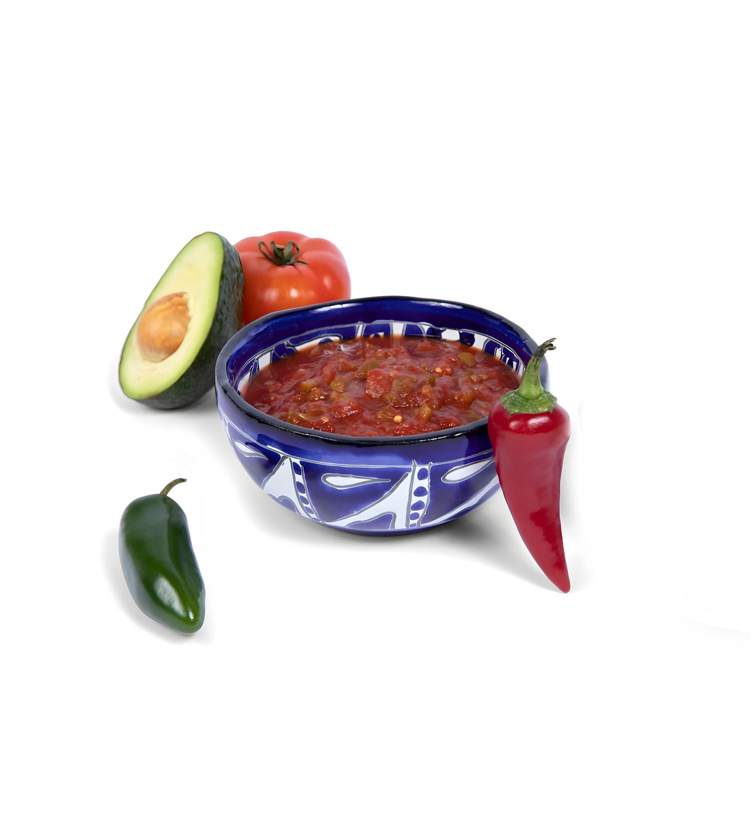 Talavera Blue & White Bowl For Salsa Guacamole Dips Cereal Candy Sunflower