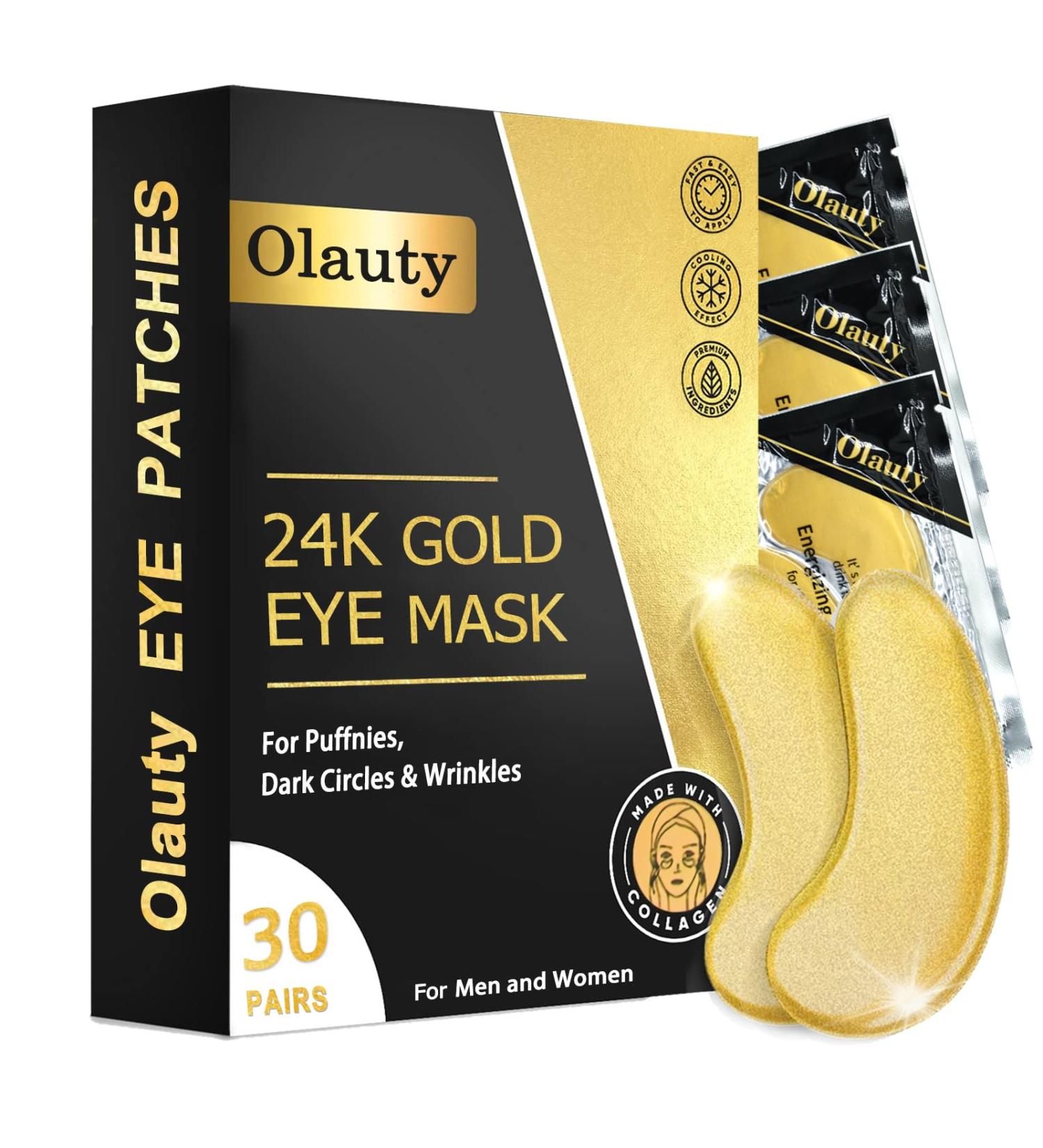 24k Gold Under Eye Patches - 30 Pairs | Moisturizing Gel Eye Masks for Puffy Eyes & Dark Circles | Anti-Aging Collagen Patches for Travel - Buy Online on GoSupps.com
