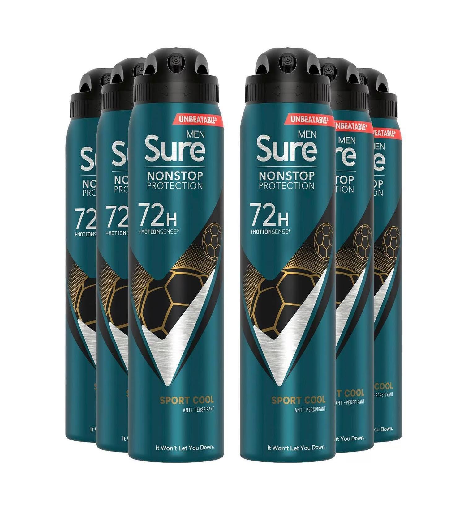 Sure Sport Cool Anti-perspirant 72h Protection 250ml 6-pack - Buy Online on GoSupps.com