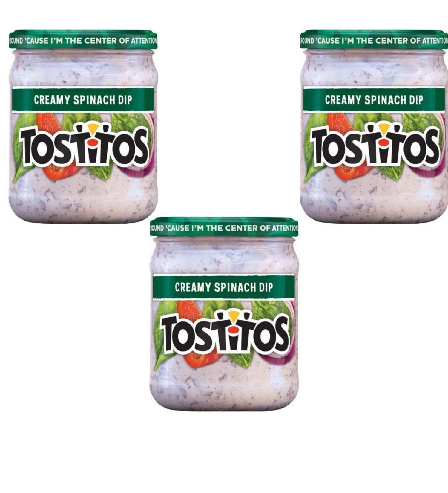 Tostitos Creamy Spinach Dip 15oz Glass Jar (Pack of 3) - Flavorful Party Dip Trio - Buy Online on GoSupps.com