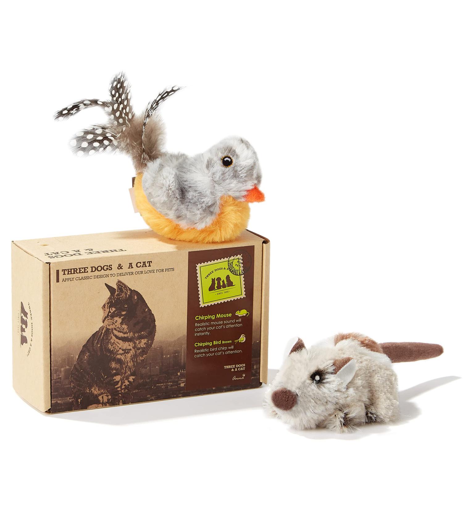 Vealind Interactive Cat Toy 2 Pack - Electronic Bird & Mouse with Sound | Ideal for Cats | Best Quality Pet Toys - Buy Online on GoSupps.com