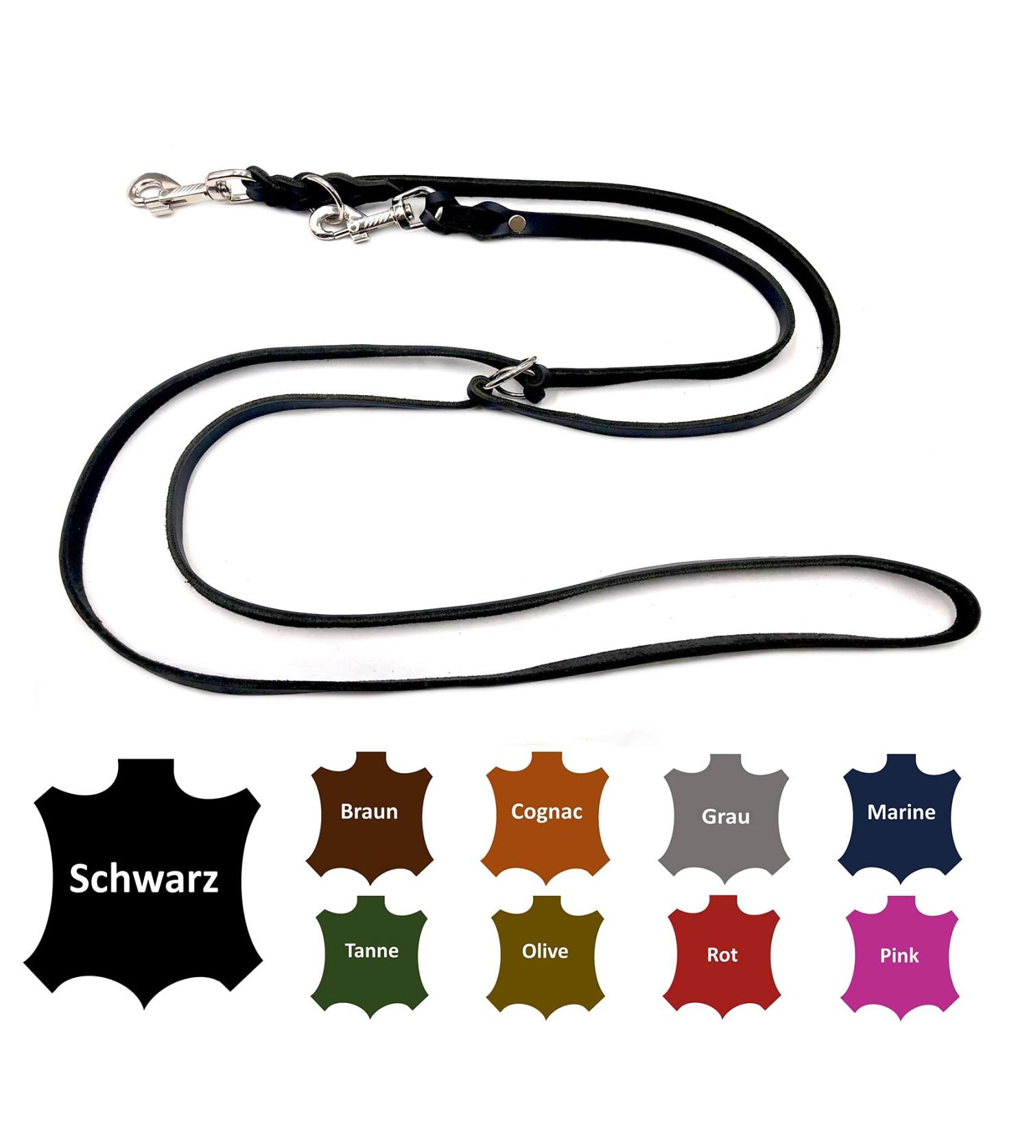 Adjustable Dog Liner for Small & Large Dogs - 2.40m Double Linen Leash (15mm Black) | International Shipping - Buy Online on GoSupps.com