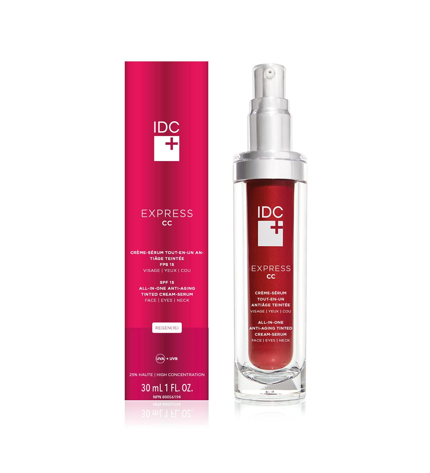 IDC Dermo Express Tinted CC Cream SPF 15 | Anti-Aging Moisturizer for Face Eyes & Neck | Hydrates Reduces Wrinkles & Improves Firmness | 1.0 fl oz - Buy Online on GoSupps.com