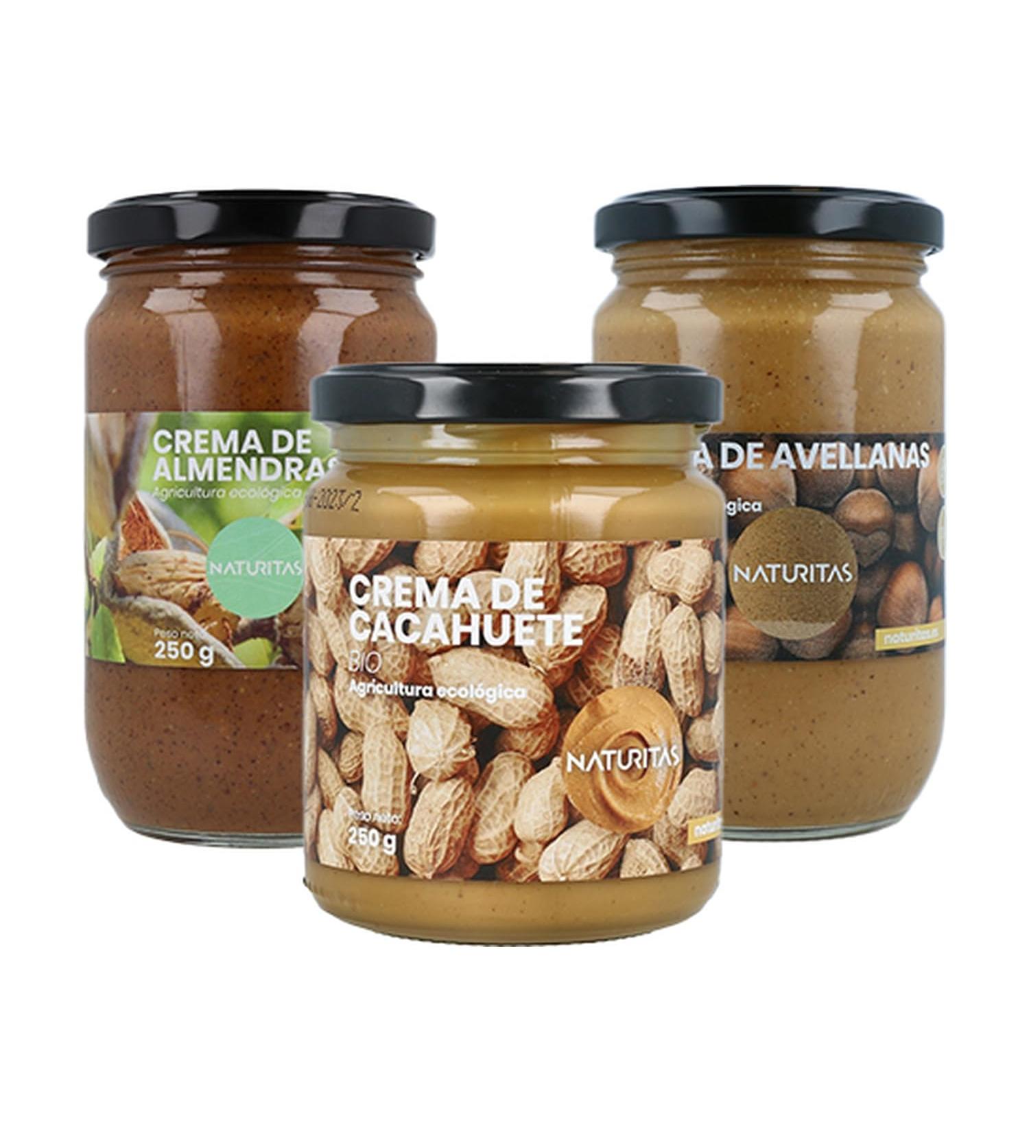  Naturitas Set of 3 organic nut creams | 1 organic roasted almond cream 250g | 1 organic peanut cream 250g | 1 organic hazelnut cream 290g - Buy Online on GoSupps.com