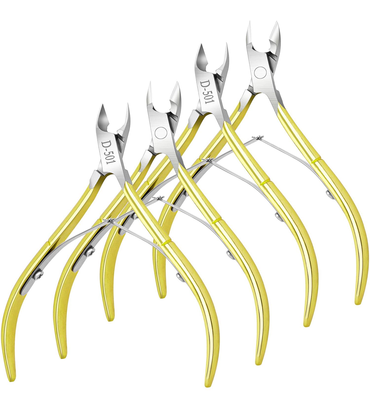 4 Pack Stainless Steel Cuticle Nippers - Professional Manicure & Pedicure Tools for Home/Spa/Salon - Gold Finish - Buy Online on GoSupps.com