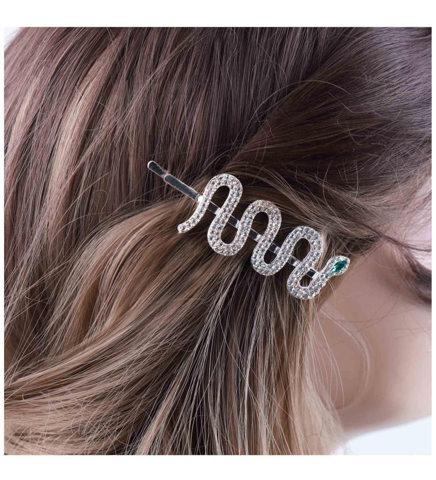 Yheakne Vintage Crystal Hair Clip Pin Silver Snake Rhinestone Hair Pins Punk Hair Barrette Hairpin Shine Crystal Snake Headpieces Decorative Bobby Pins Animal Metal Gothic Hair Accessories for Women - Buy Online on GoSupps.com