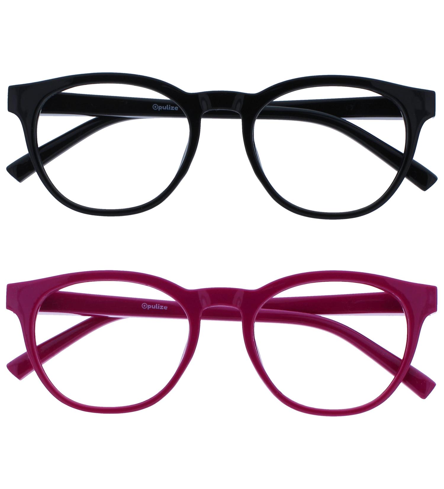 Opulize Blu - Blue Light Filter Reading Glasses | 2 Pack Cool Frame with Feder Hinges | Enhance Sleep & Gaming | +3.00 Diopters - Black & Pink - Buy Online on GoSupps.com