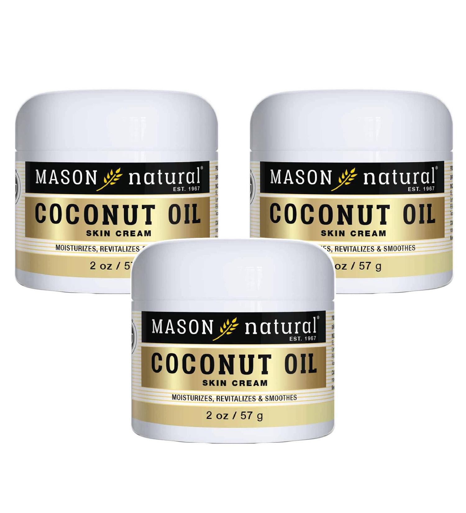 MASON NATURAL Coconut Oil Beauty Cream Hydrating Moisturizer With Collagen for Smooth & Firm Skin 2 oz Pack of 3 - Buy Online on GoSupps.com