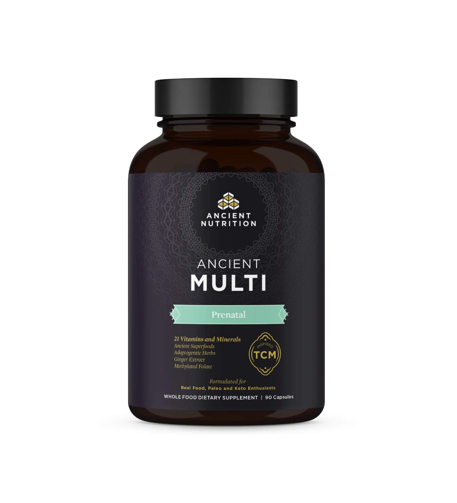 Ancient Nutrition Prenatal Vitamins for Women with Vitamin C, B12, and Folate - Supports Pregnancy and Fertility Health - 90 Capsules - Buy Online on GoSupps.com