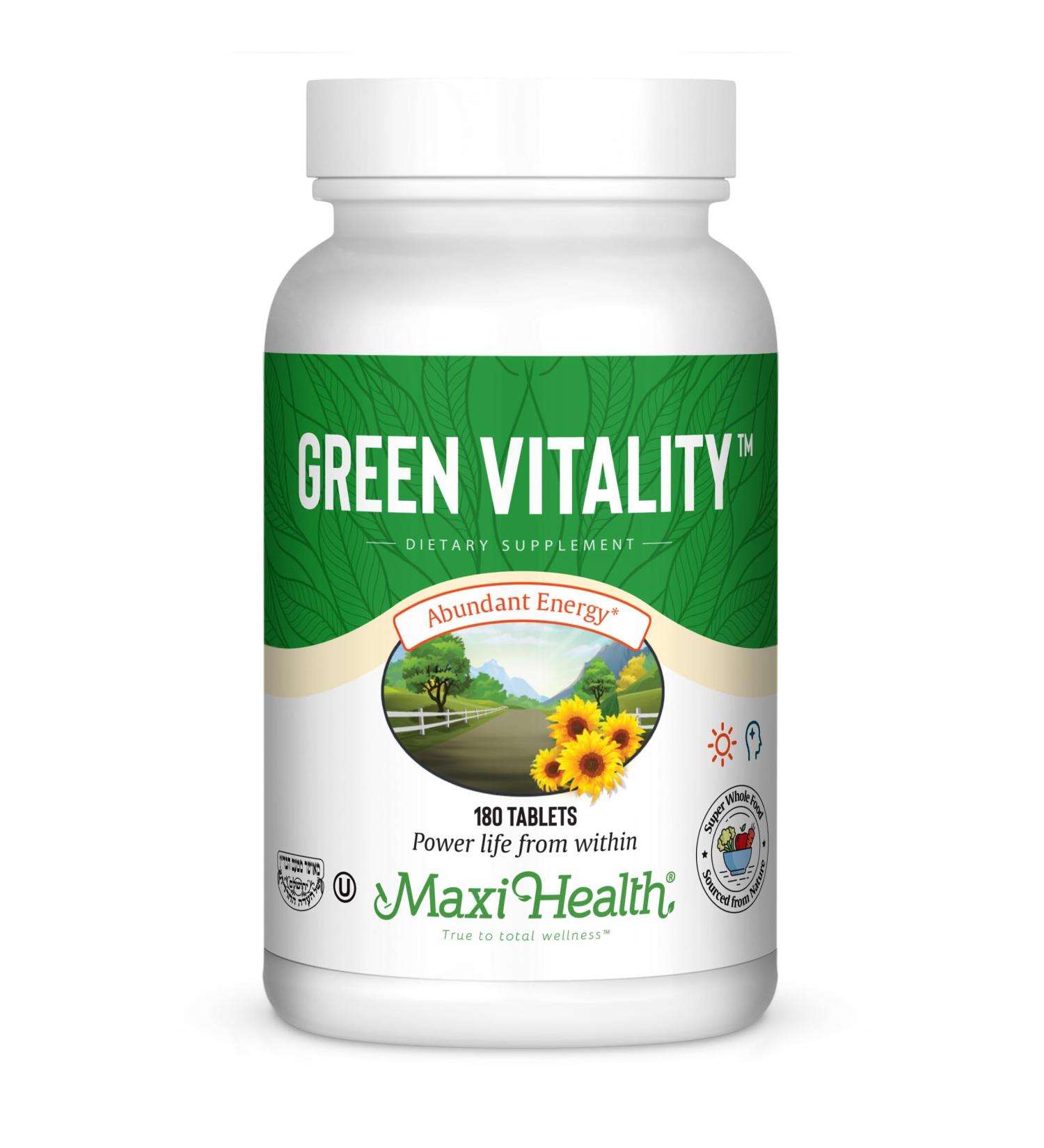 Super Greens Capsules Green Vitality Tablets with Spirulina Wheat Grass Barley Grass & Chlorella Natural Green Vitamins & Superfood Supplement for Energy Detox & Immune Support 180 Tablets - Buy Online on GoSupps.com