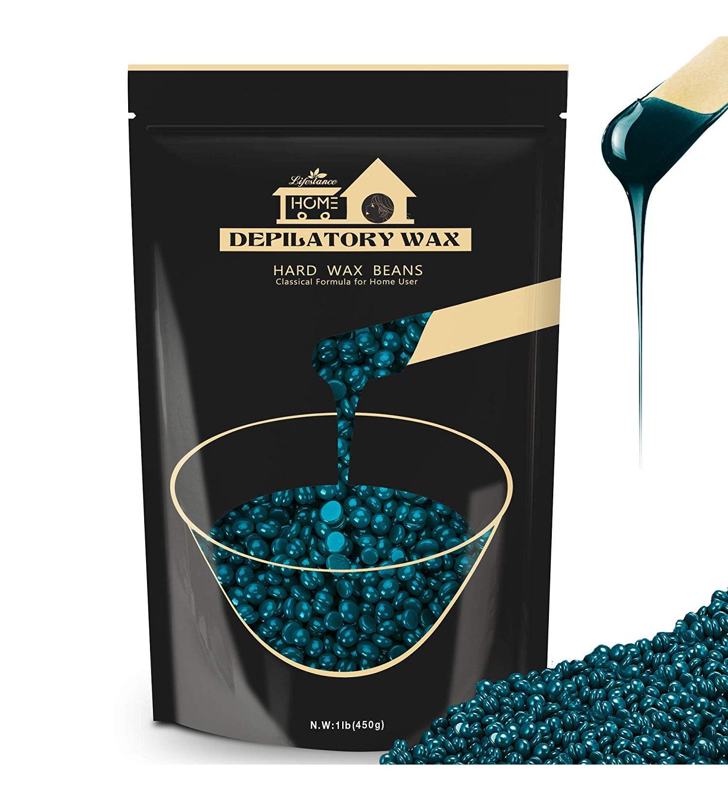 Hard Wax Beads Lifestance 1lb Waxing Beads Brazilian Bikini Wax with 10 Applicators Blue Wax for Face Body Legs Pearl Beads for Wax Warmers - Buy Online on GoSupps.com