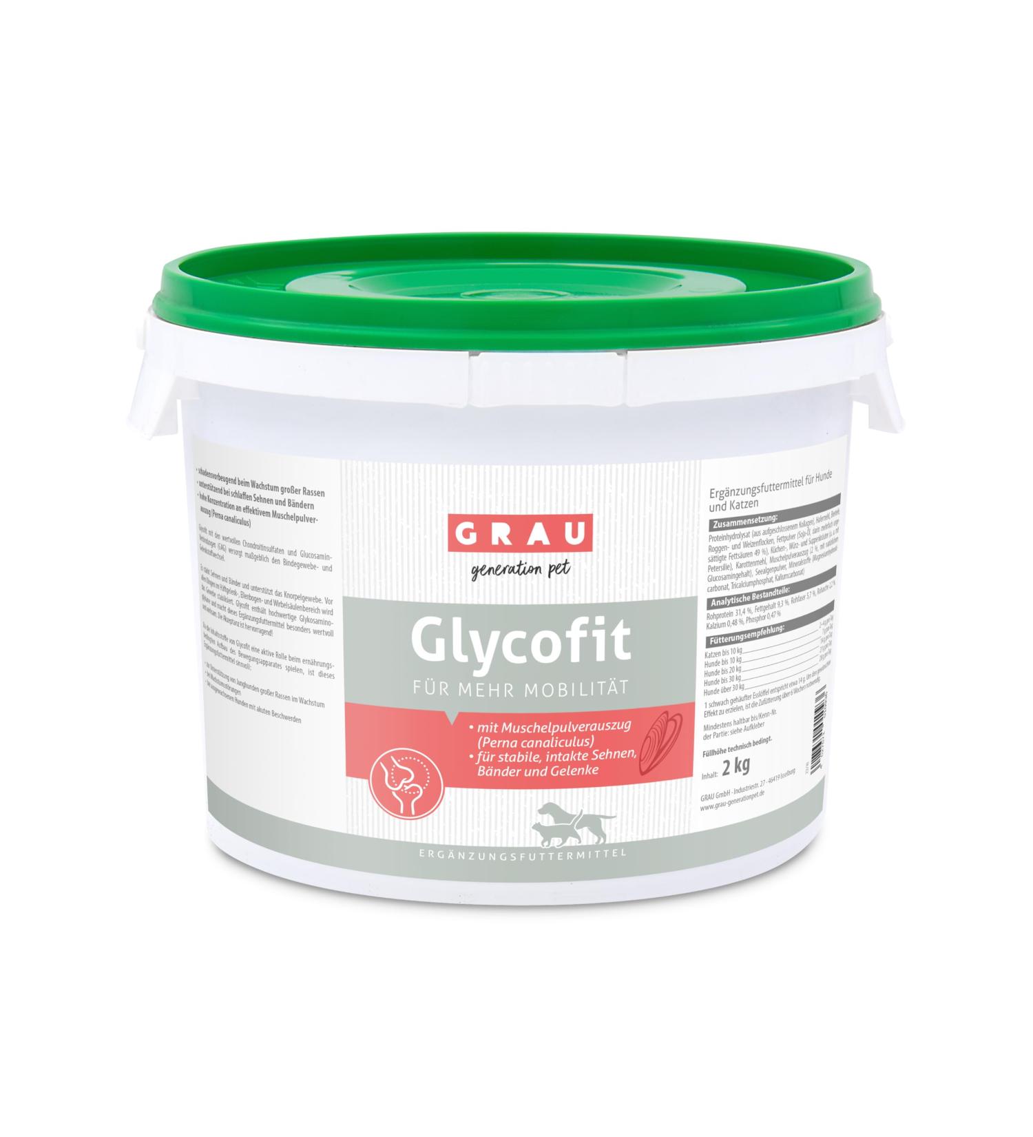 Gray - the original - glycofit for a stable musculoskeletal system and more mobility 1 -pack (1 x 2 kg) supplementary feed for dogs
