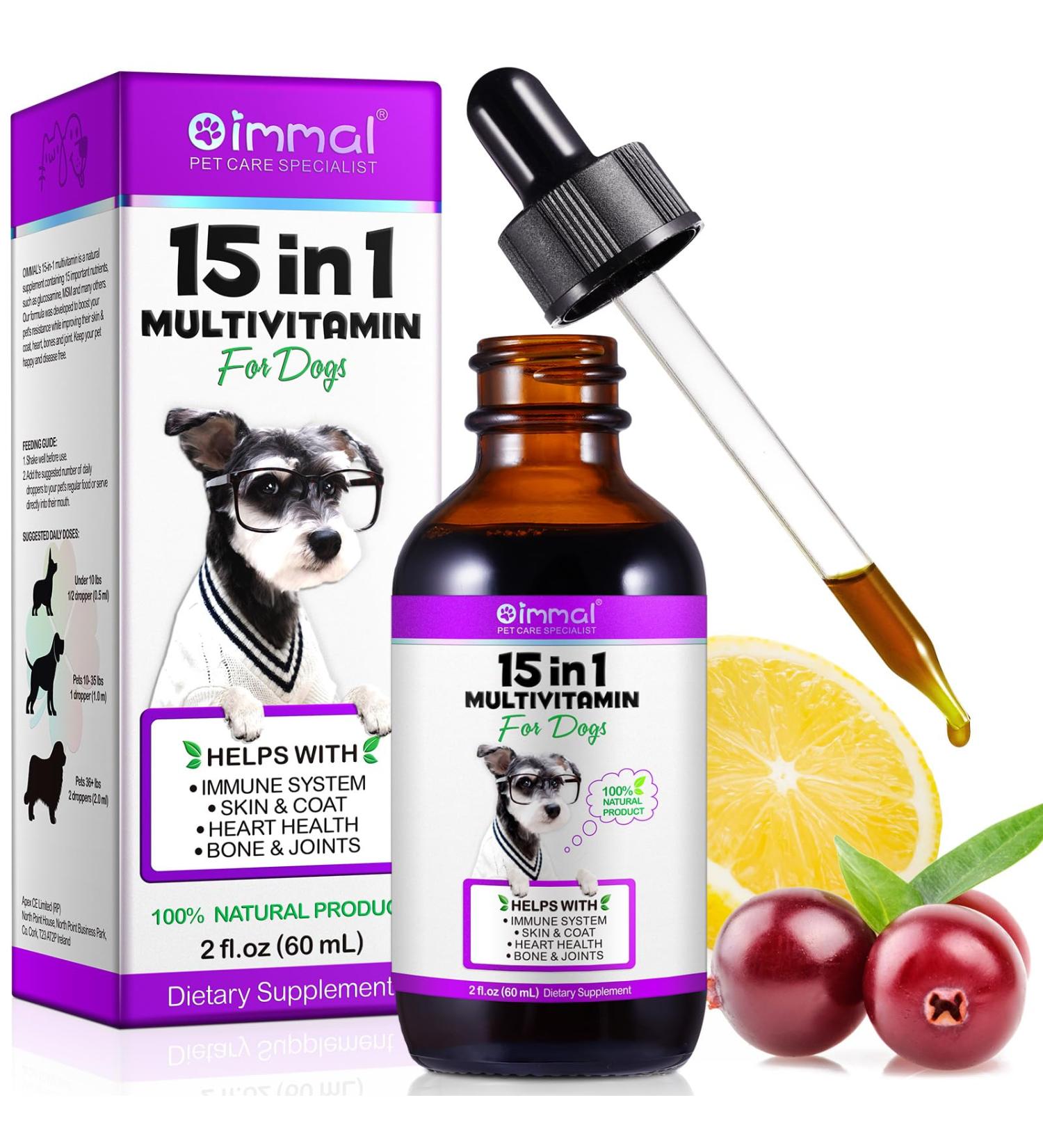 Dogs Vitamins and Supplements with Glucosamine & Cranberry 15 in 1 Multivitamins Supports Dogs Hip and Joint Immune Health Skin Coat Heart Health for Small Medium and Large Dogs - Buy Online on GoSupps.com